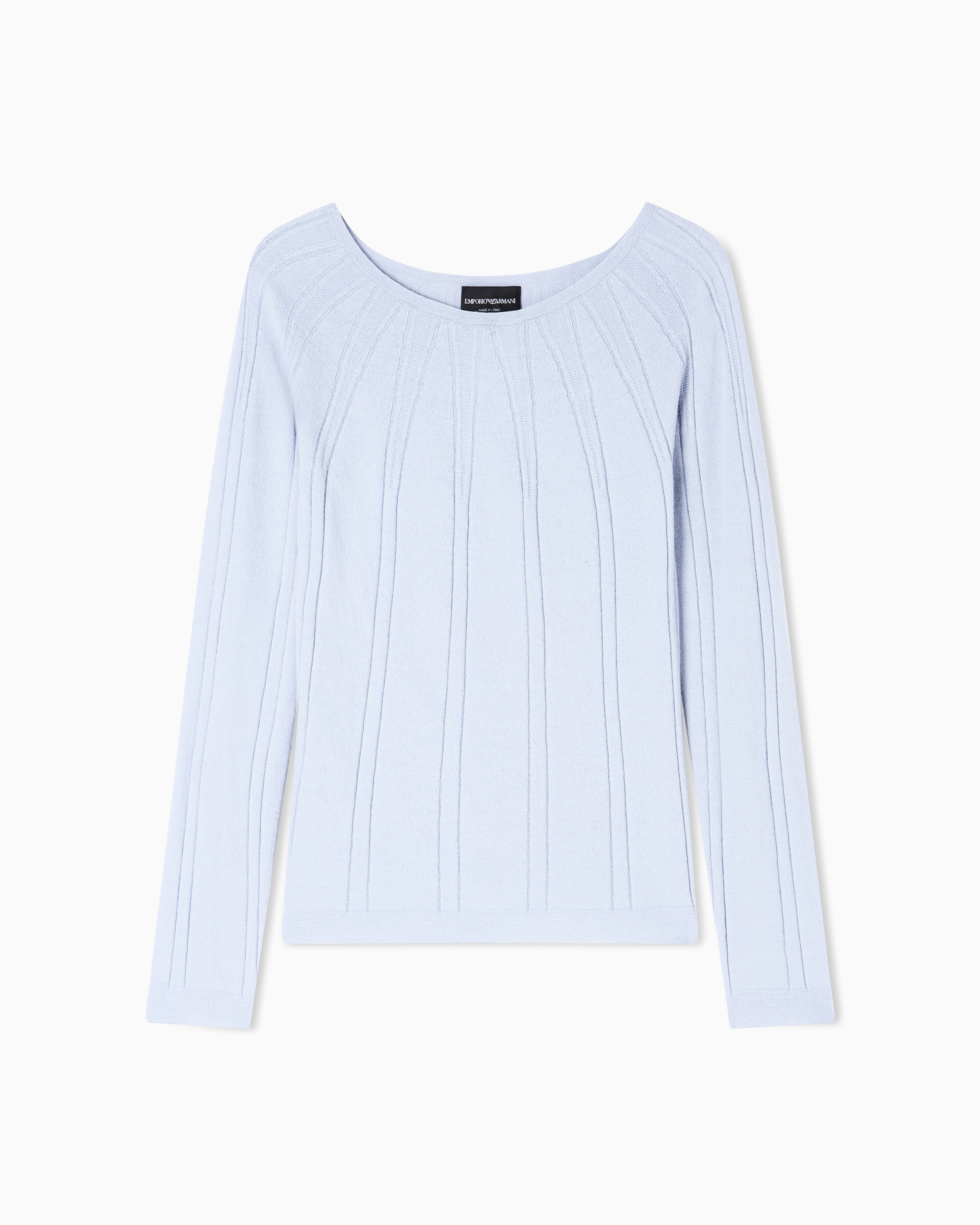 Boat-neck jumper with a links-stitch motif | Emporio Armani US