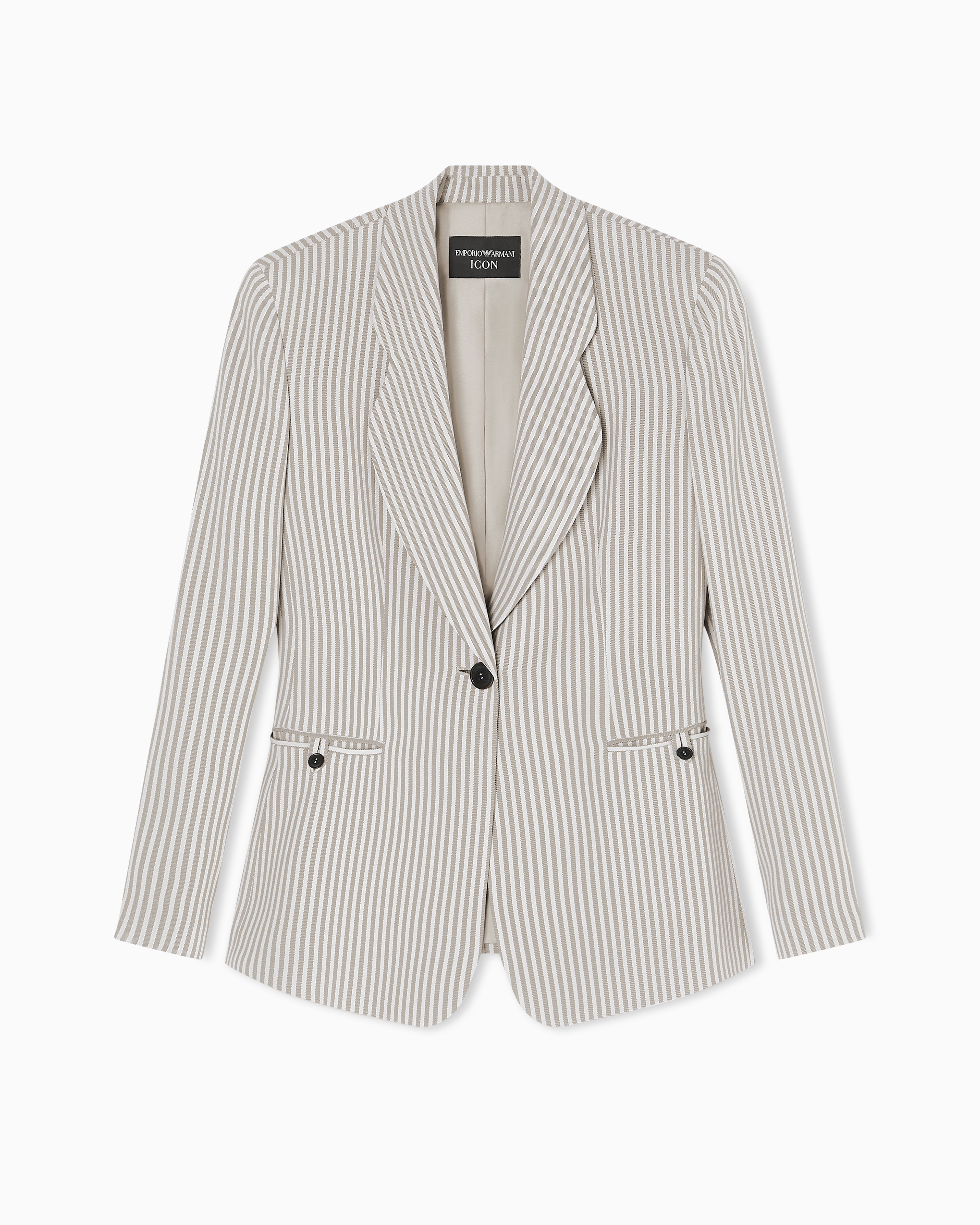 Icon single-breasted jacket in striped fluid crêpe | Emporio Armani US