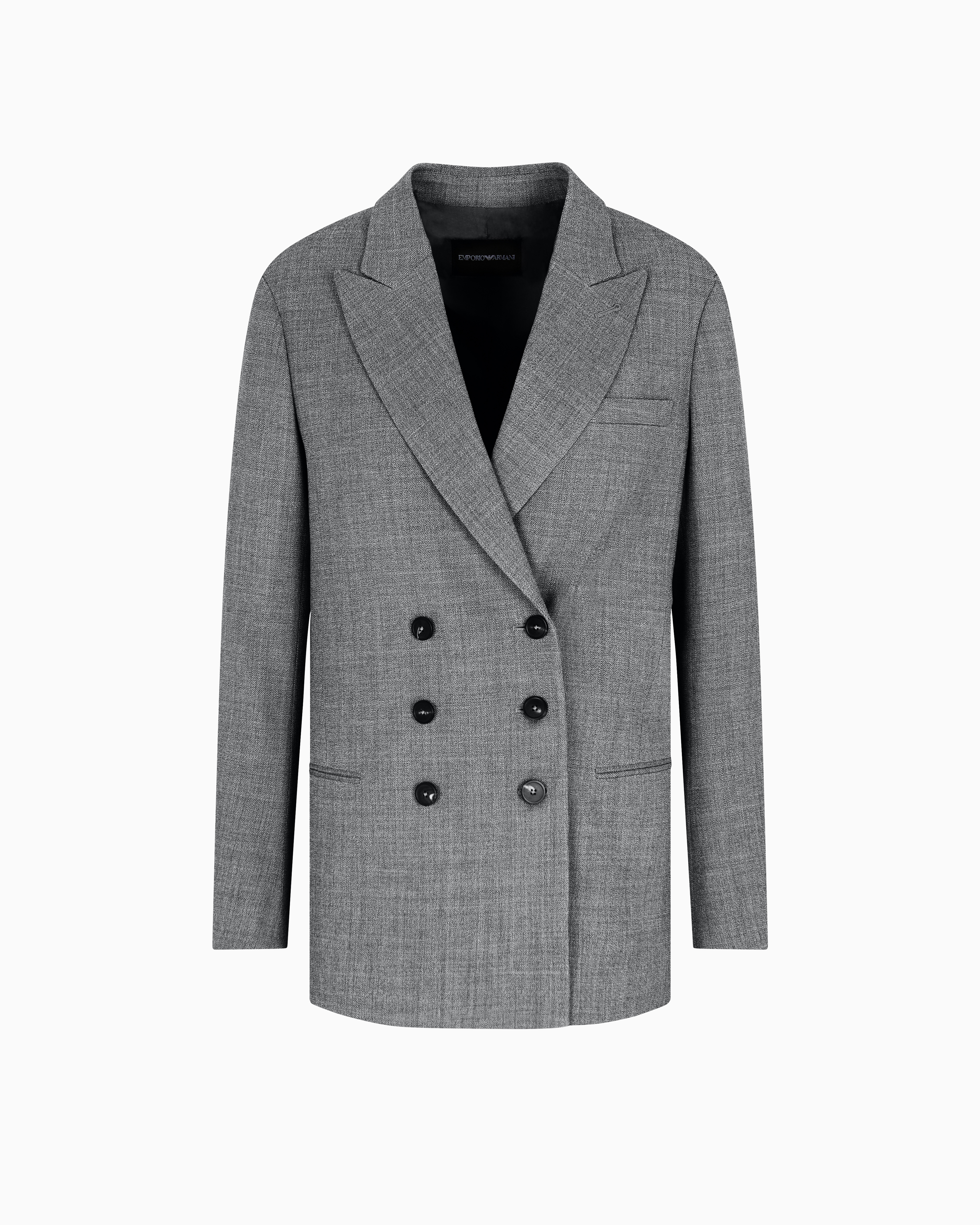 Double-breasted blazer in mouliné wool crêpe | Emporio Armani US