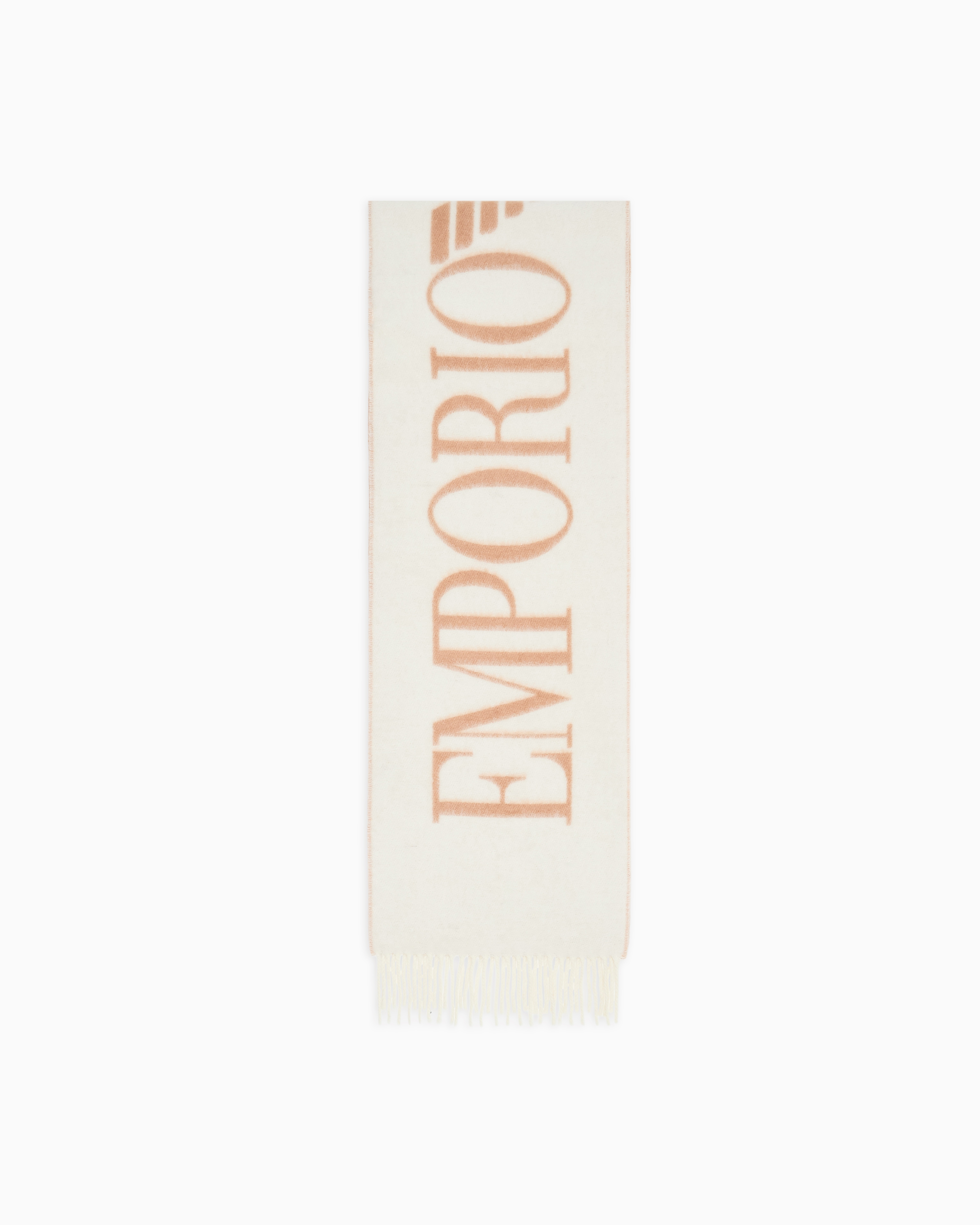イタリア製EMPORIO ARMANI スカーフウール混紡 ジャカードロゴ イタリア製 EMPORIO ARMANIスカーフウール混紡 ジャカードロゴブルー