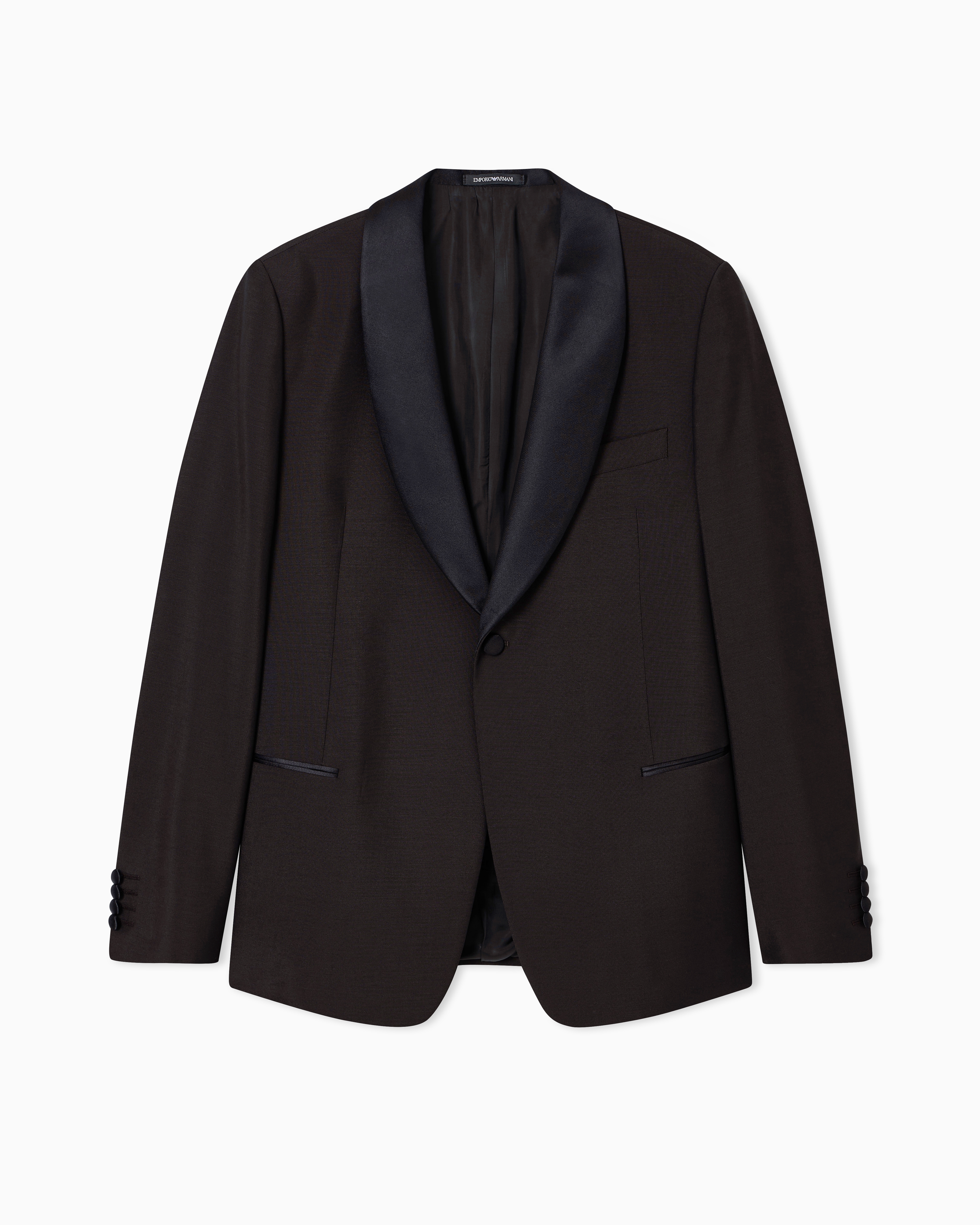 タキシードジャケット モヘア／ウール混紡 ハイツイスト ショール