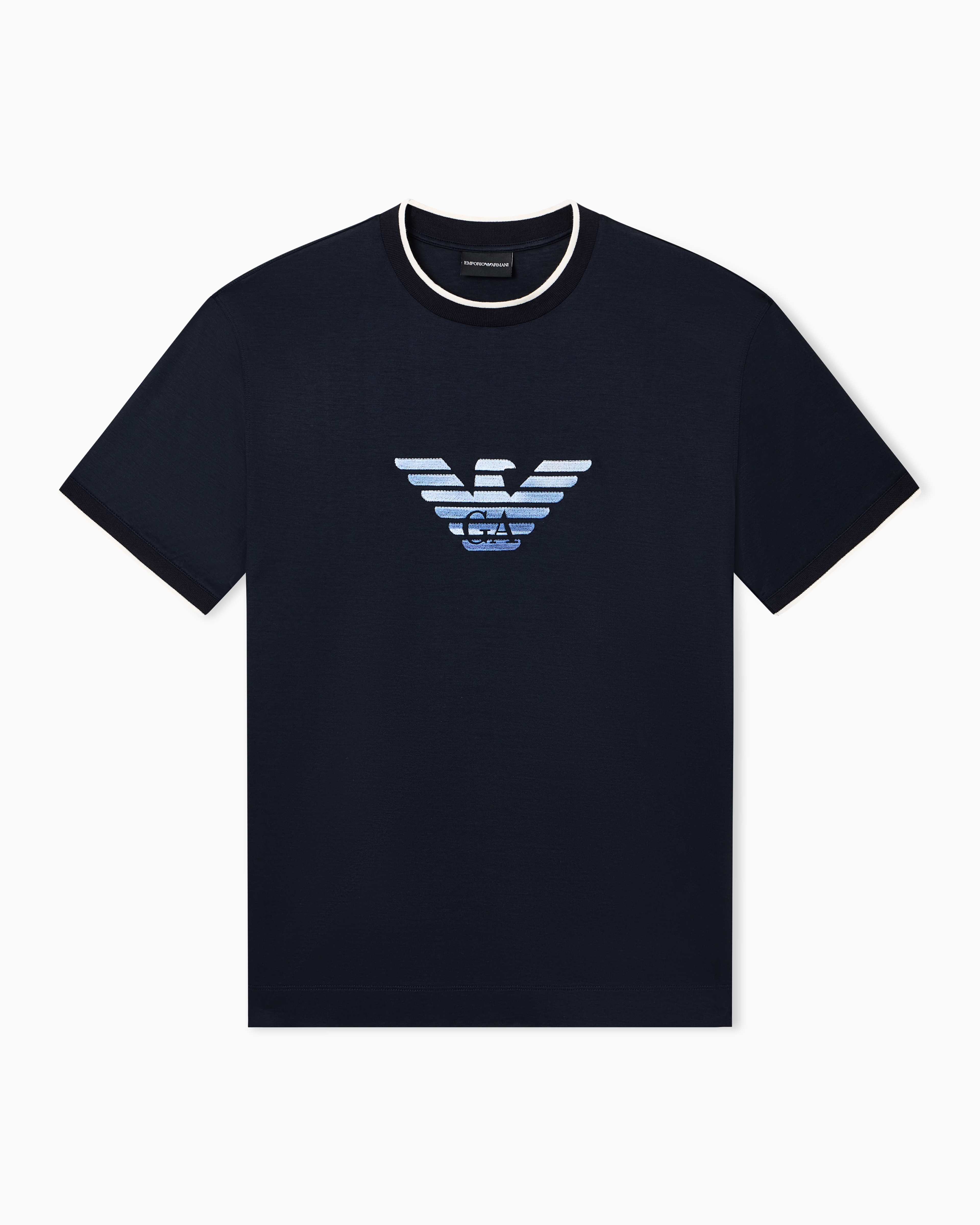 スリムフィットTシャツ リヨセル混紡ジャージー グラデーション