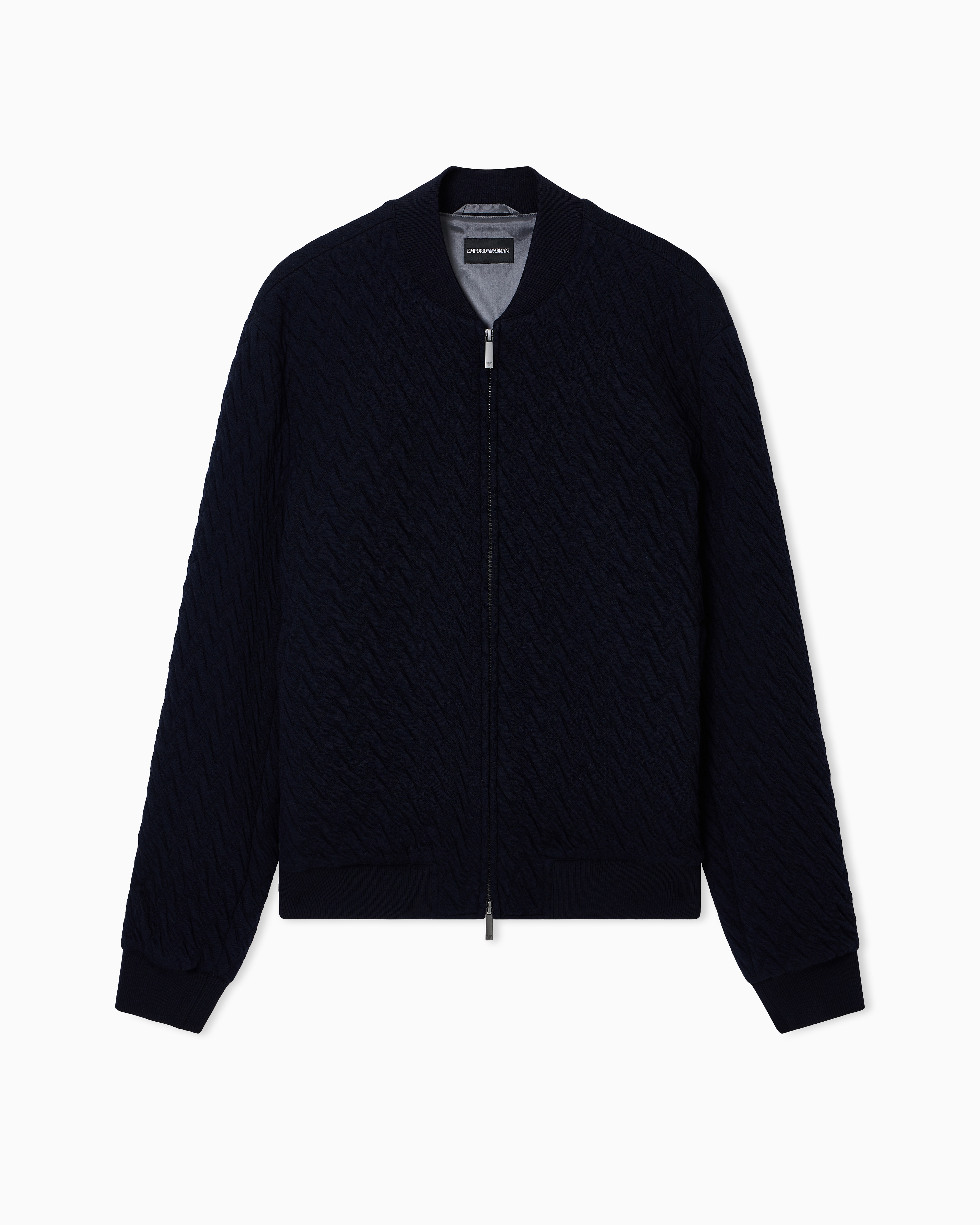 EMPORIO ARMAMI 90s ニットブルゾン アルマーニ ブルゾン ニット風ジャージー シェブロンモチーフ | Emporio Armani