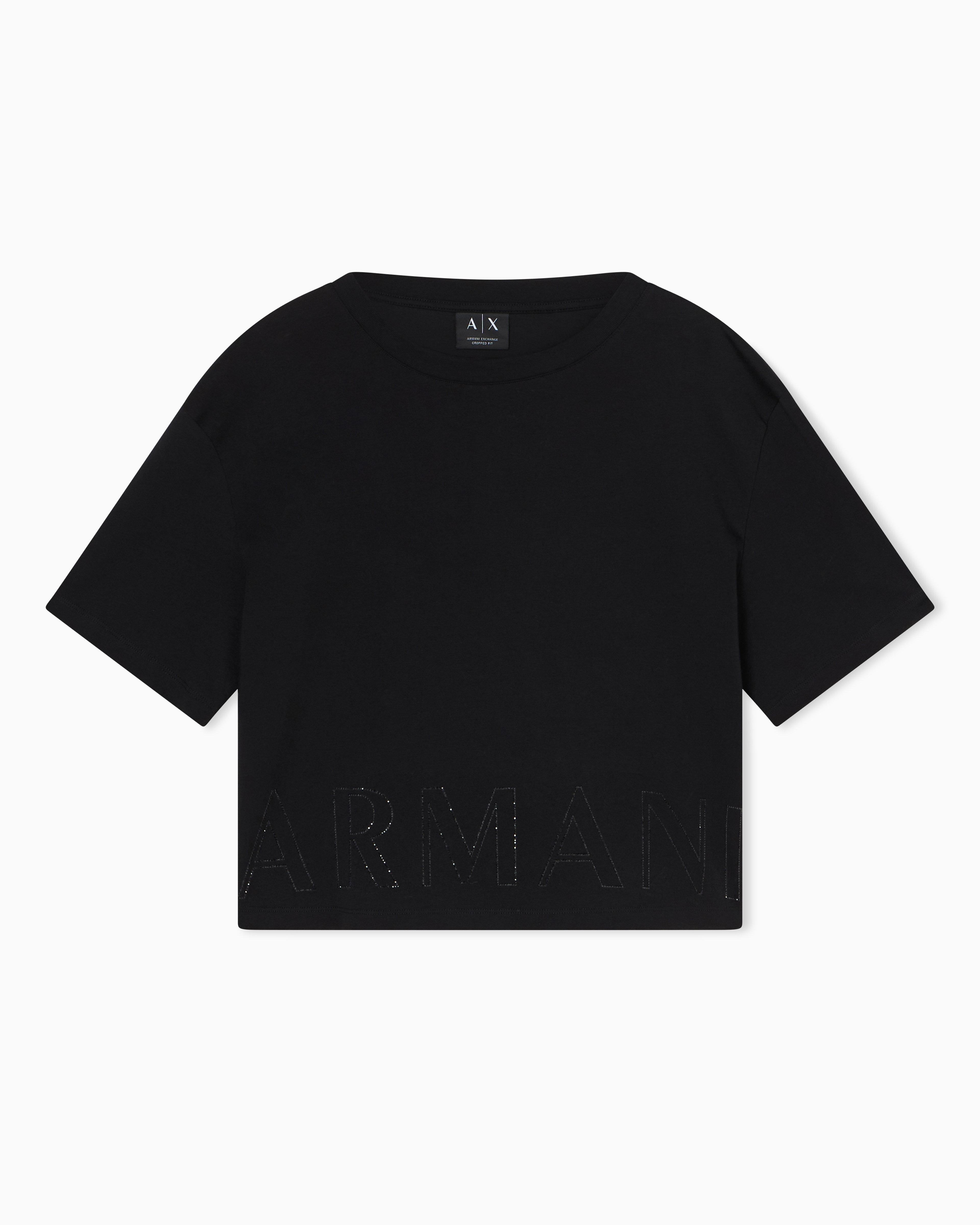 Cropped basic T-Shirt in cotton jersey | Armani Exchange