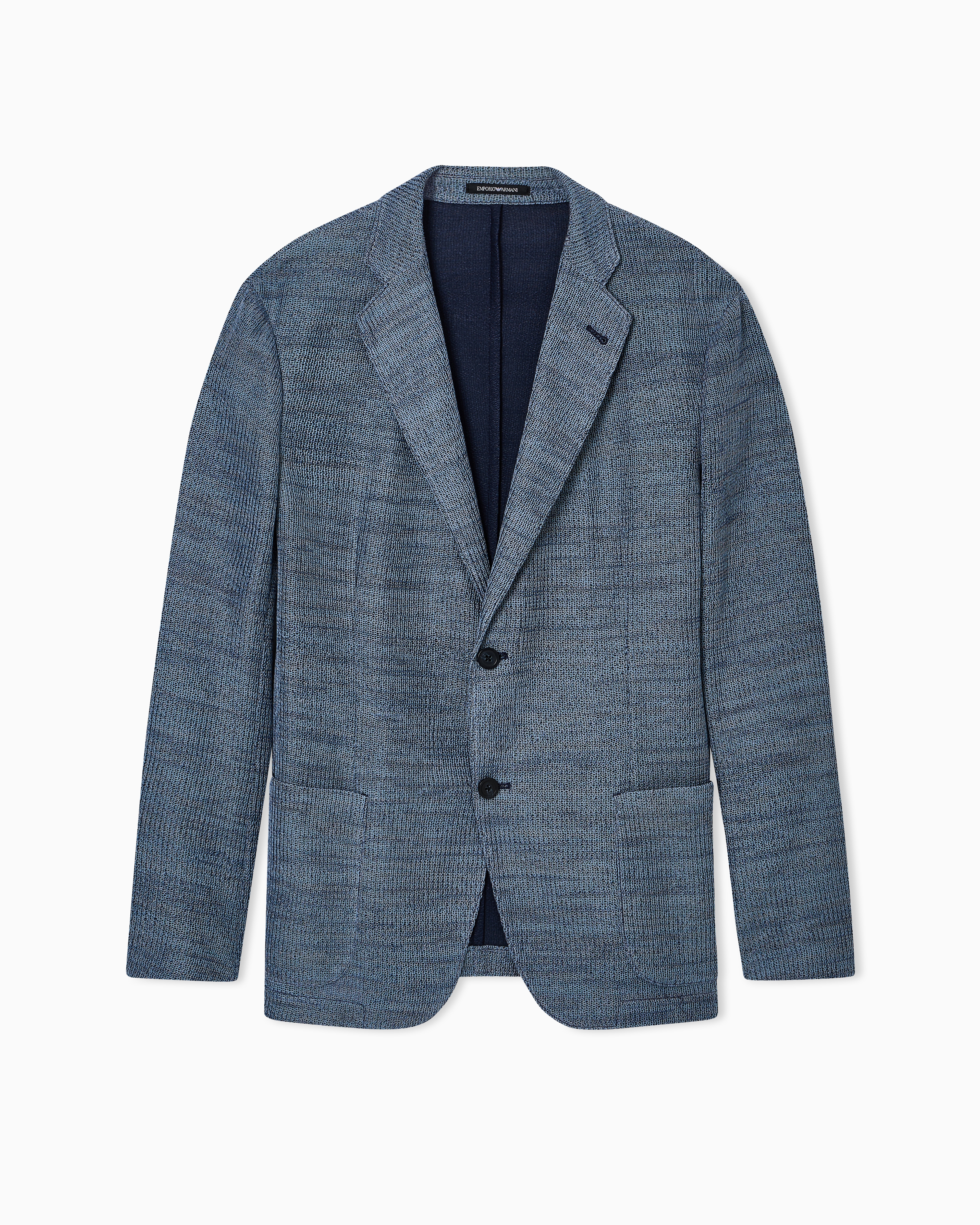 Icon 3D-effect knit single-breasted jacket | Emporio Armani