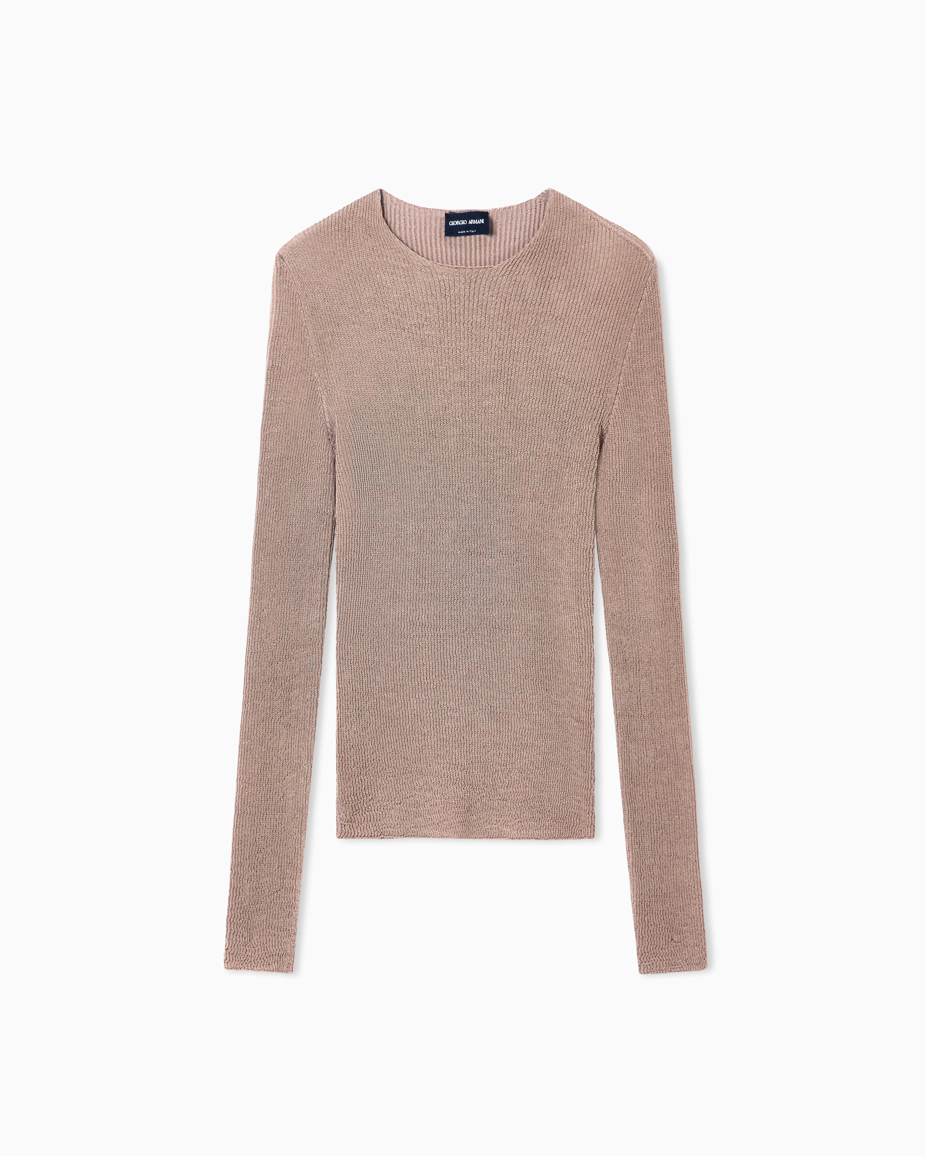 Stretch viscose blend crew-neck jumper | Giorgio Armani US