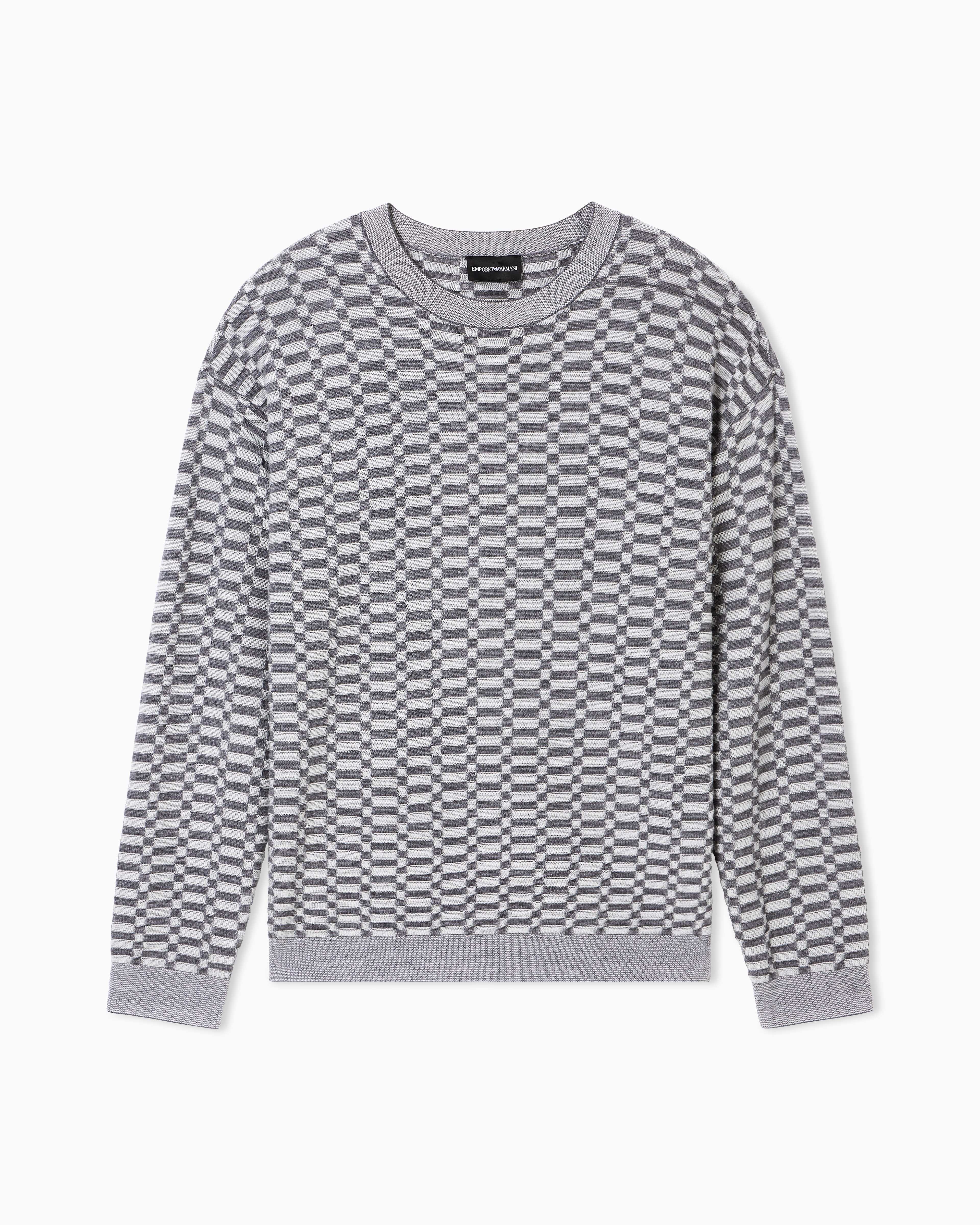 美品✨エンポリオアルマーニ バージンウール100% 総柄ニット イタリア製 46 EM005388_AF24483_F8047_F_SS202
