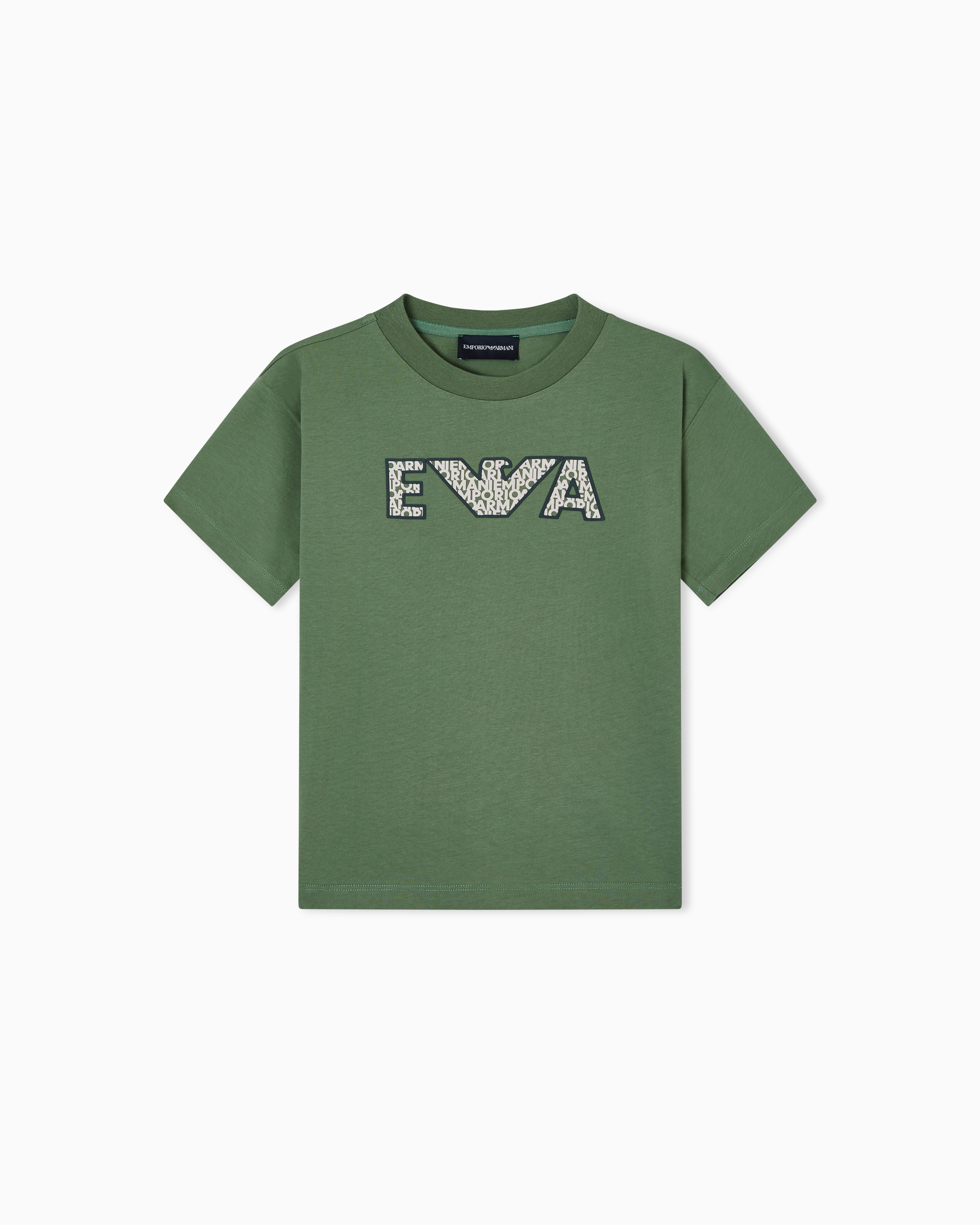 新品EMPORIO ARMANI グリーン Tシャツ 16A (175cm) Jersey T-shirt with logo embroidery | Emporio Armani US