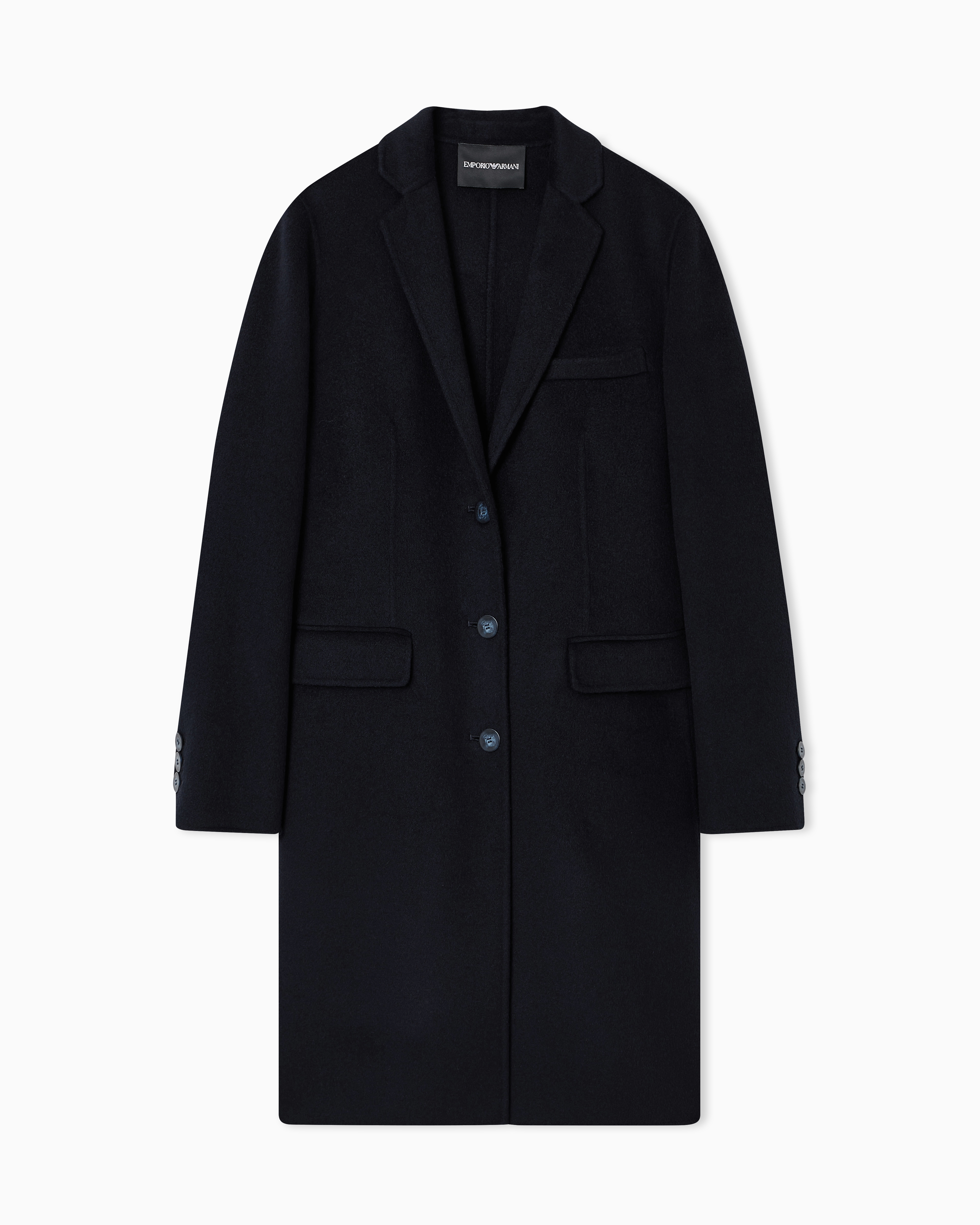 Pure cashmere, lapelled mid-length coat | Emporio Armani
