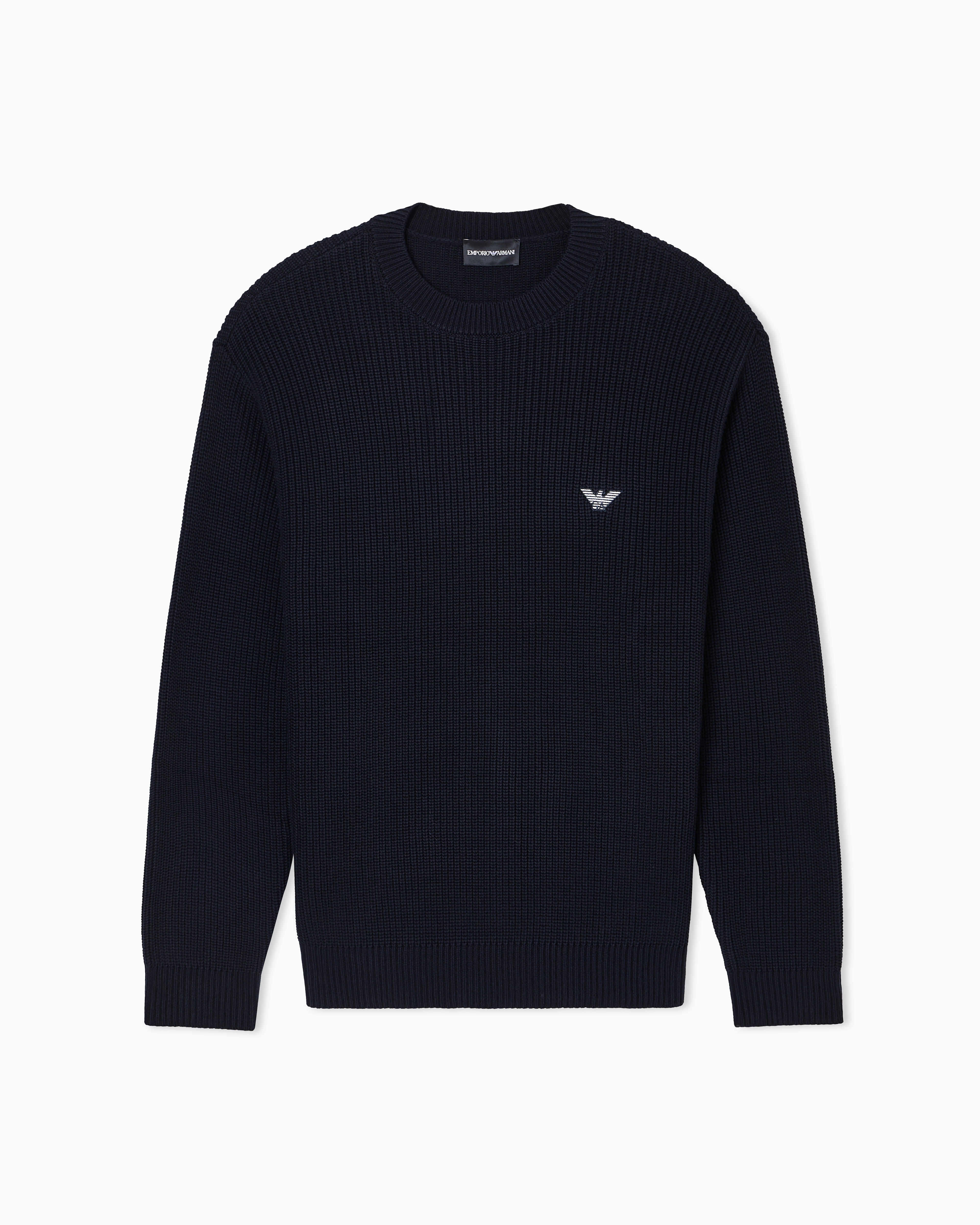 【EMPORIO ARMANI】00s archive knit black Half fisherman's rib knit jumper | Emporio Armani US