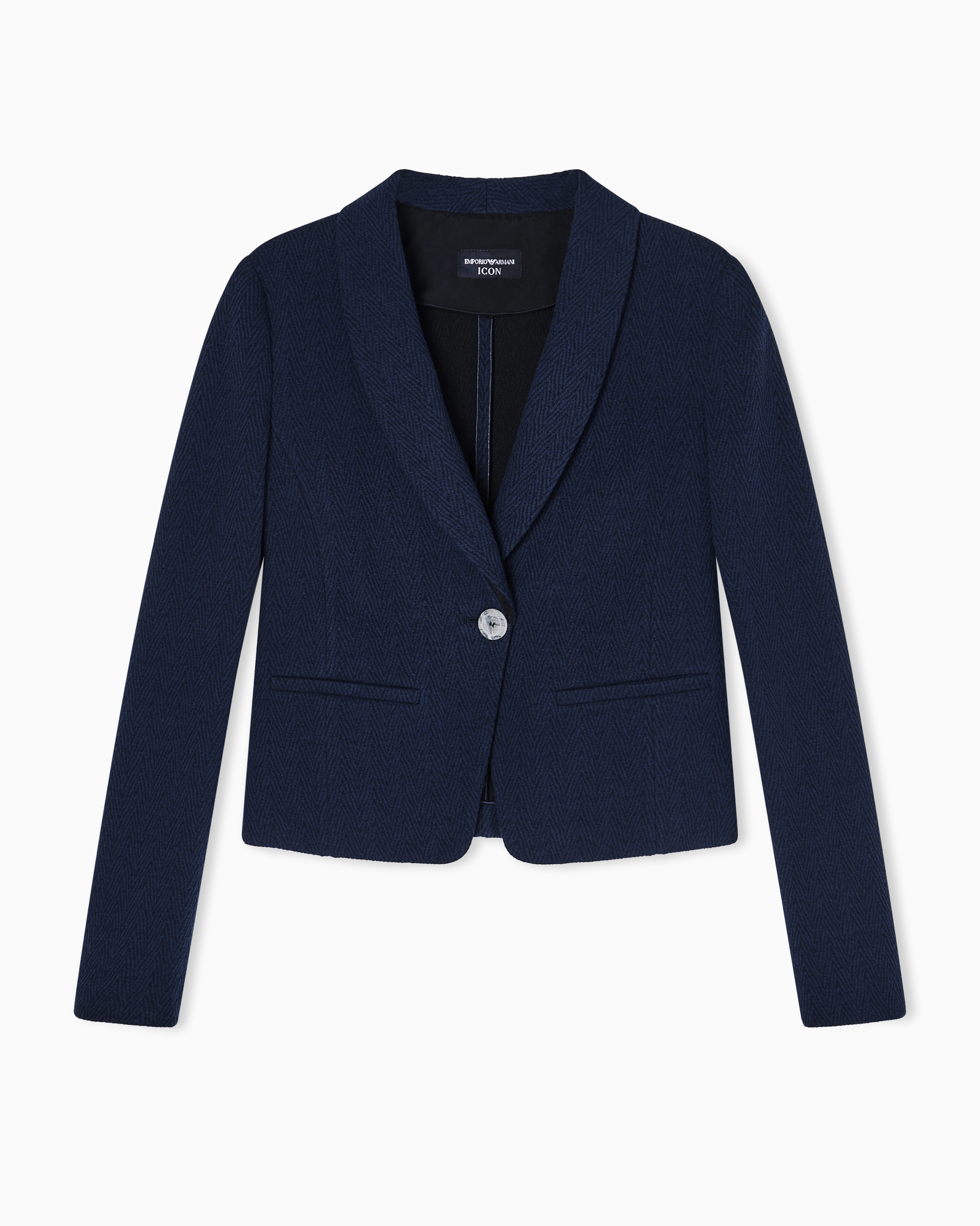 emporio armani ジャケット Iconシェブロンジャカードジャージー ショールカラージャケット
