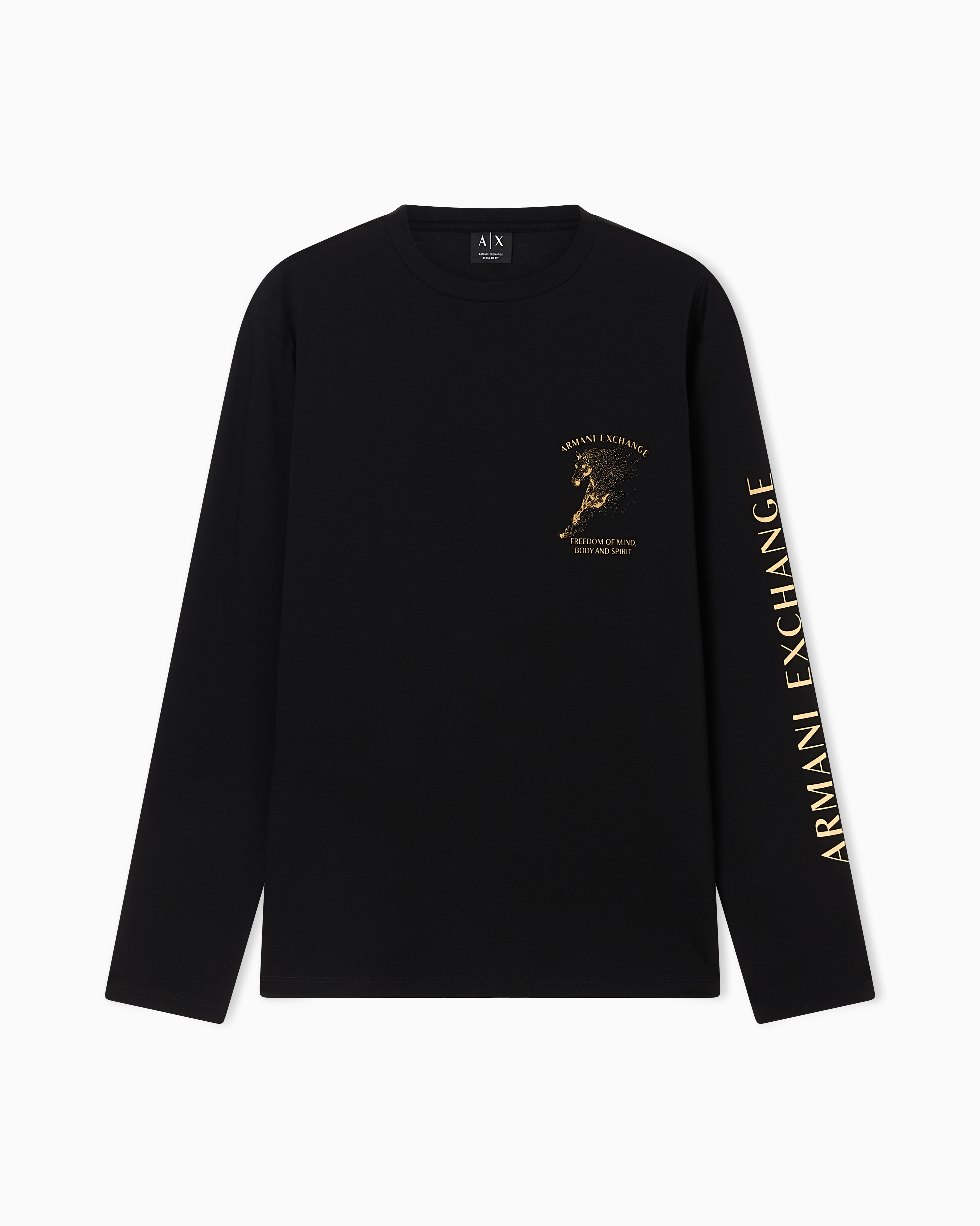 AXロゴ ホースデザイン レギュラーフィット 長袖クルーネックTシャツ