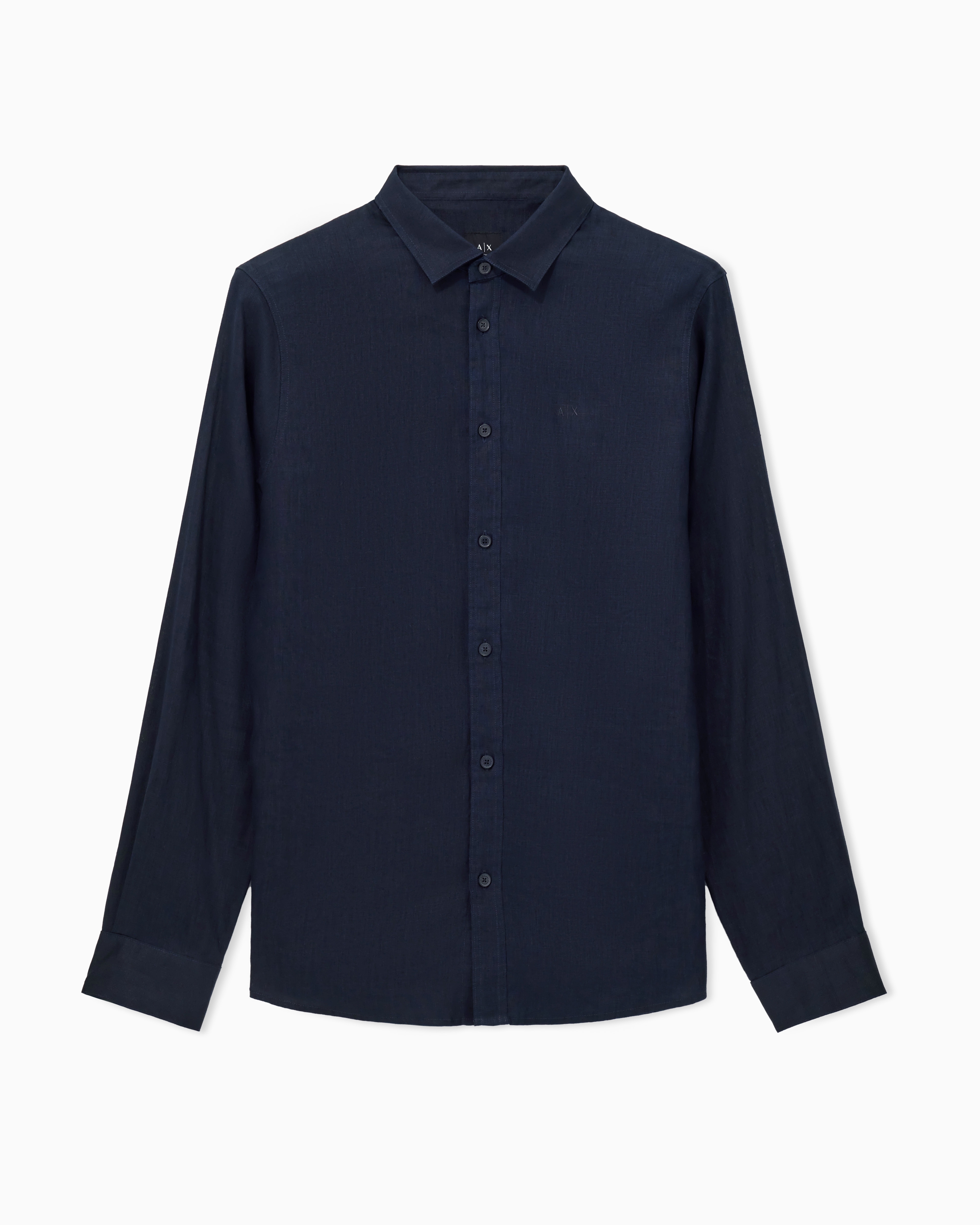 Giorgio Armani ダークネイビー濃紺 長袖リネンシャツ 黒タグ リネン 長袖シャツ | Armani Exchange JP