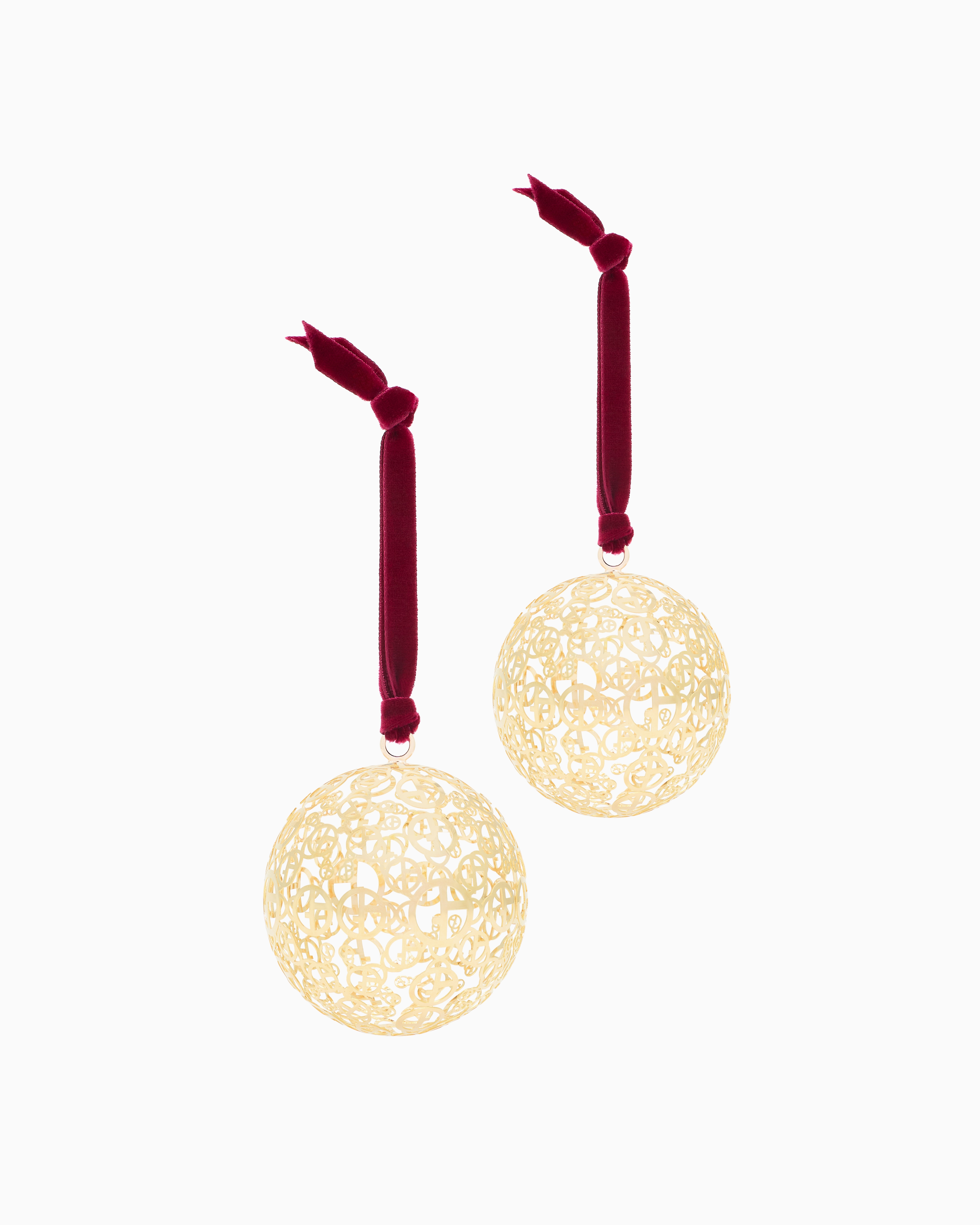 ASTRO Set of 2 brass baubles with 24kt gold coating | Armani Casa US