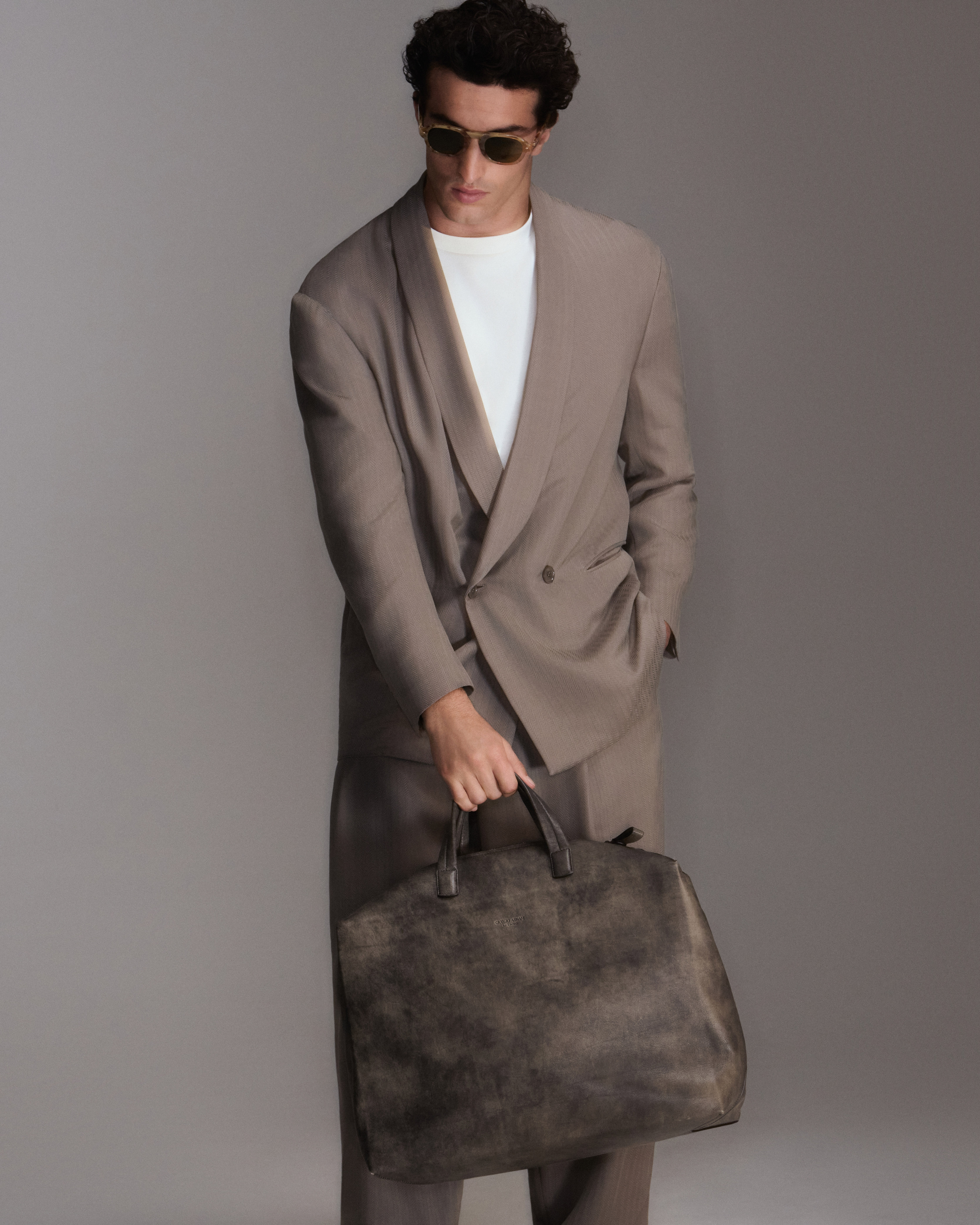シングルタックパンツ シルク混紡 ウォッシュ加工 | Giorgio Armani