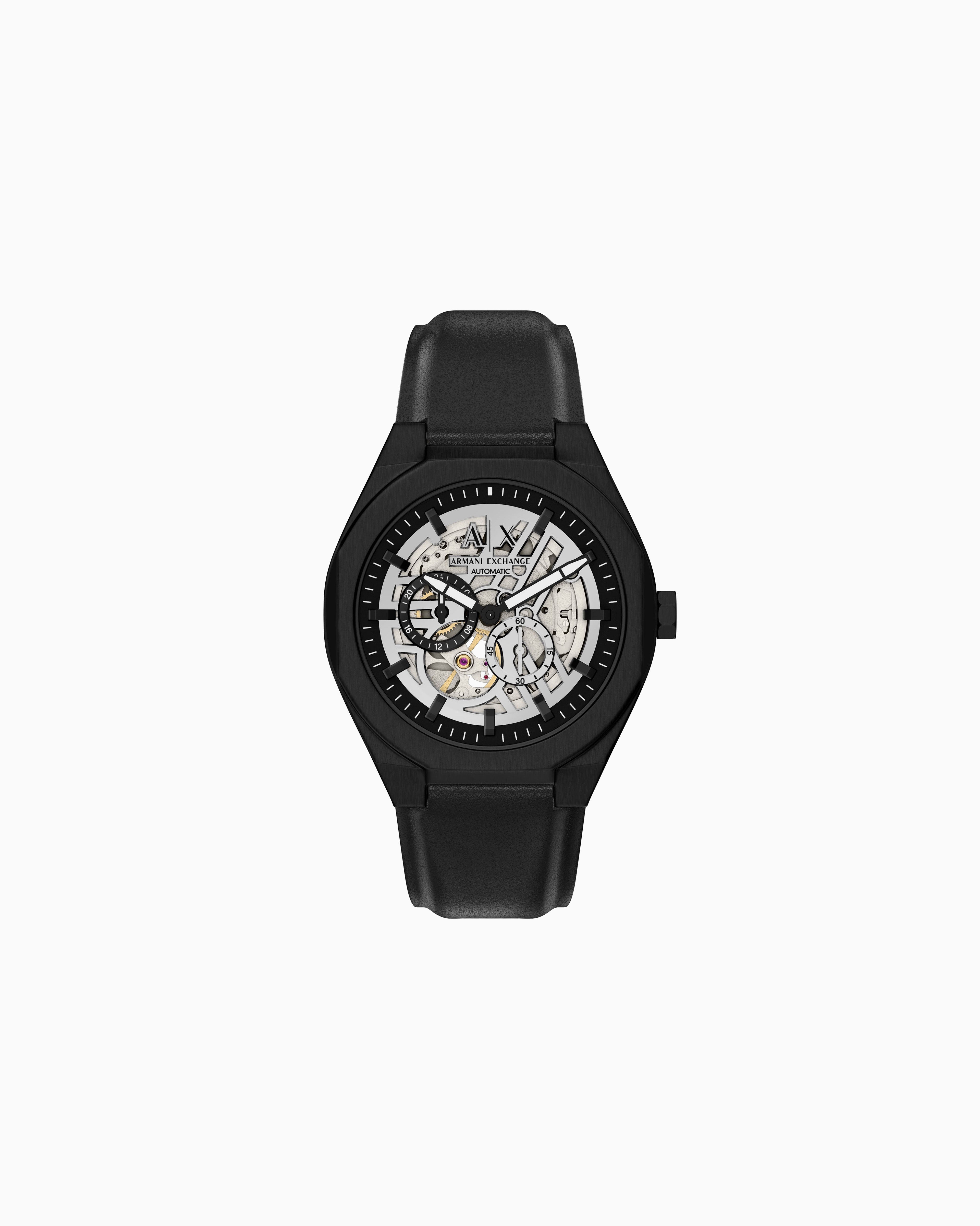 自動巻きウォッチ ブラックレザー | Armani Exchange