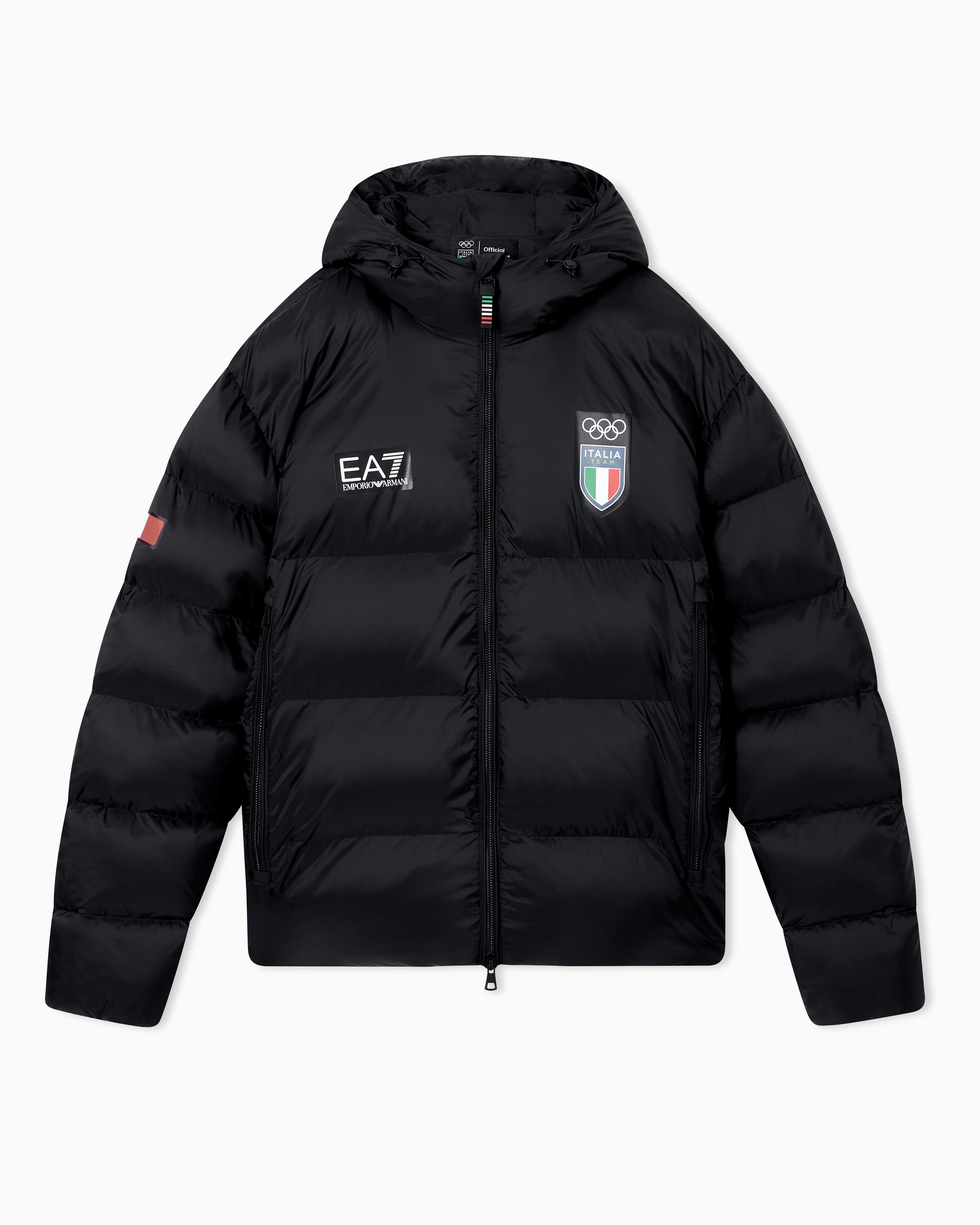 Down top padded ripstop jacket with hood man | EA7