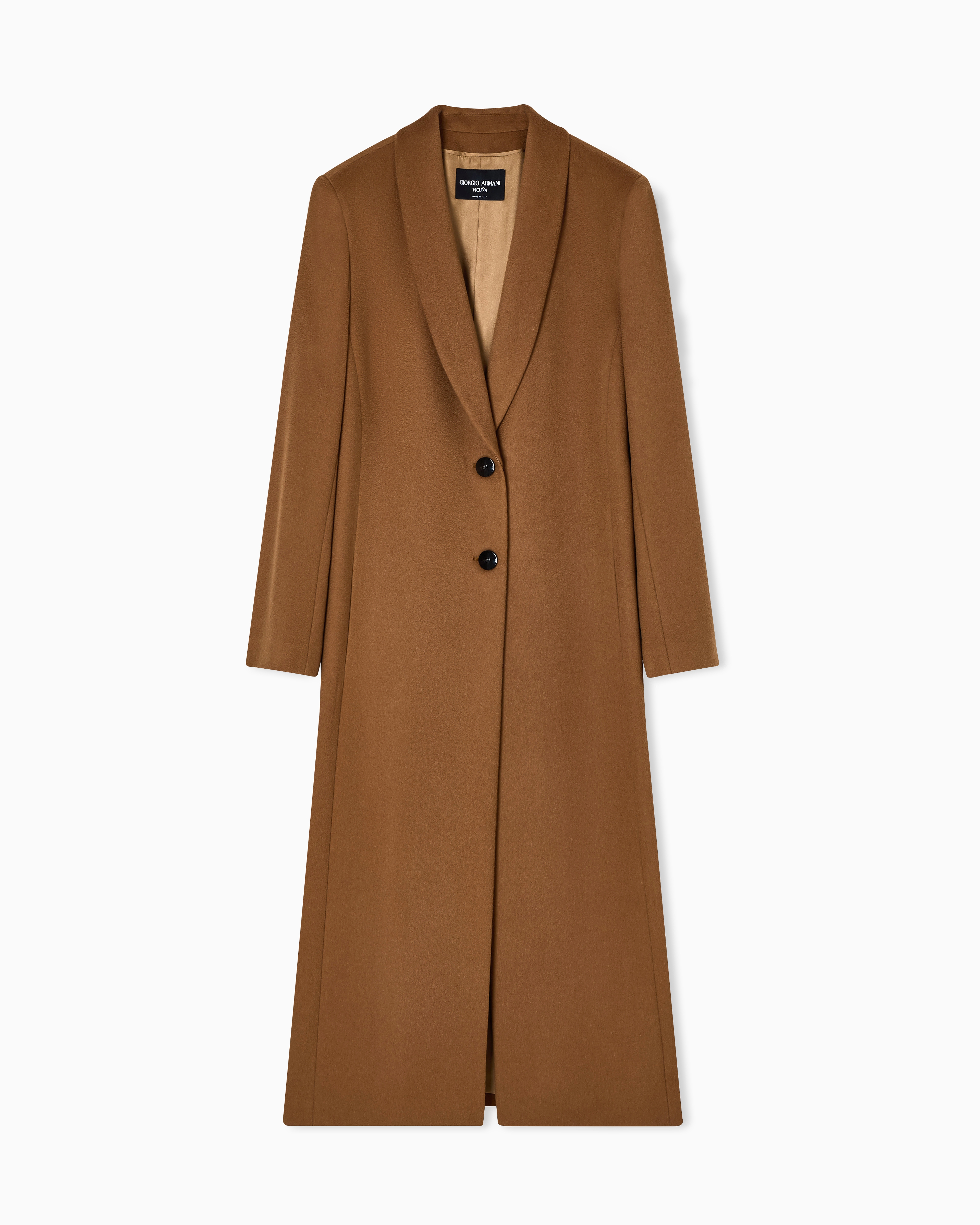 Long single-breasted coat in vicuña wool | Giorgio Armani US