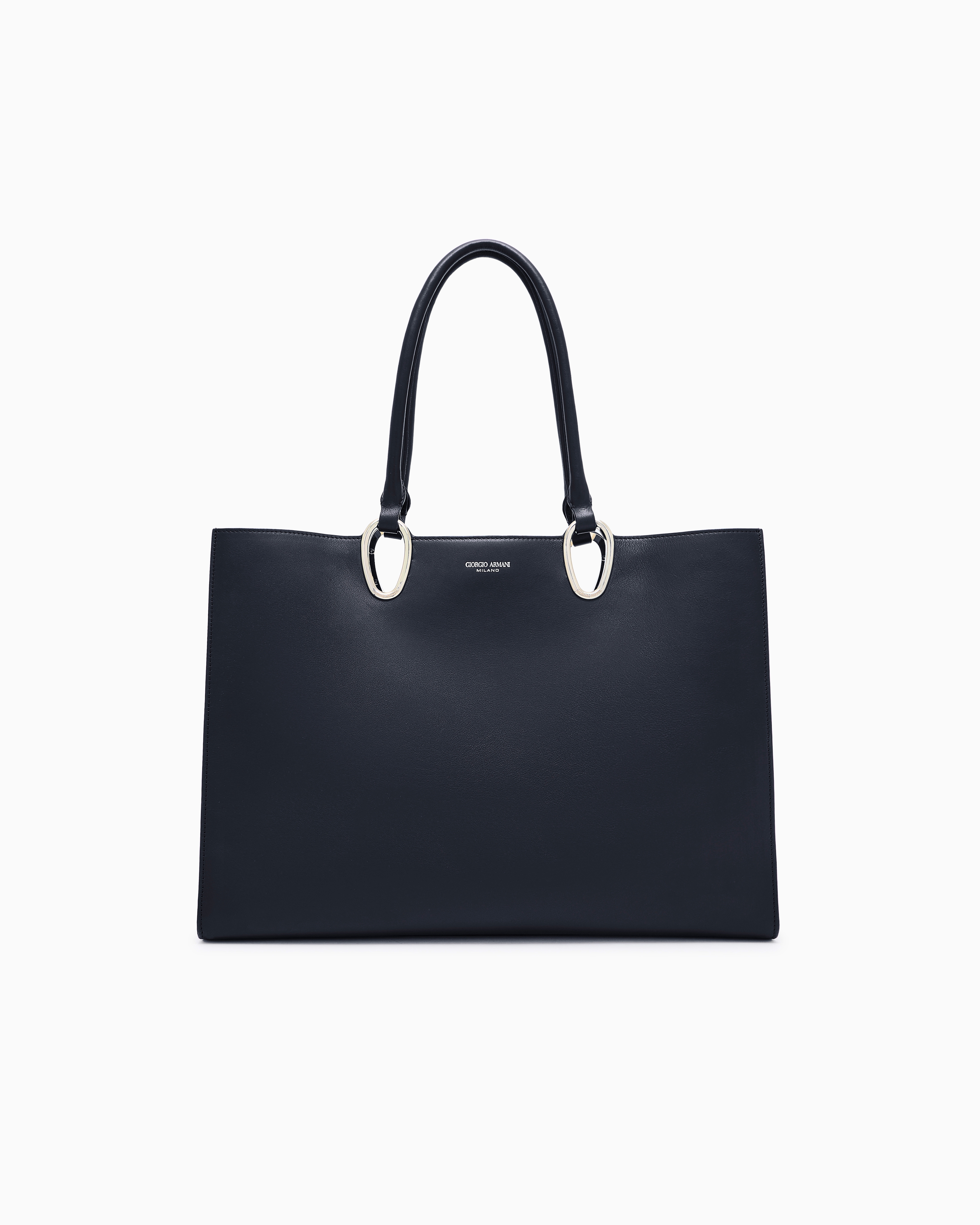 Medium shopper bag in leather | Giorgio Armani US