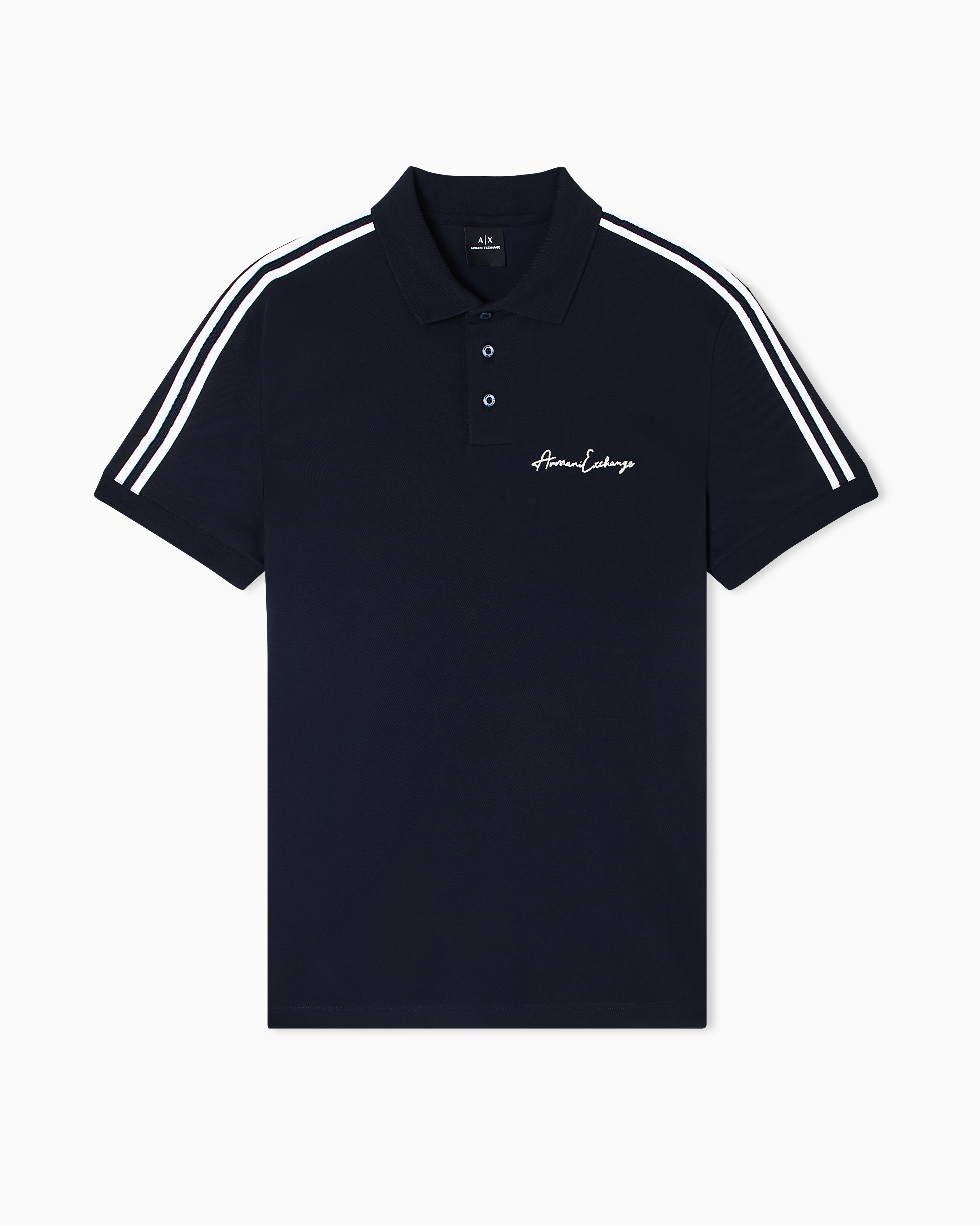 Stretch cotton piquet polo with stripes and logo Essential