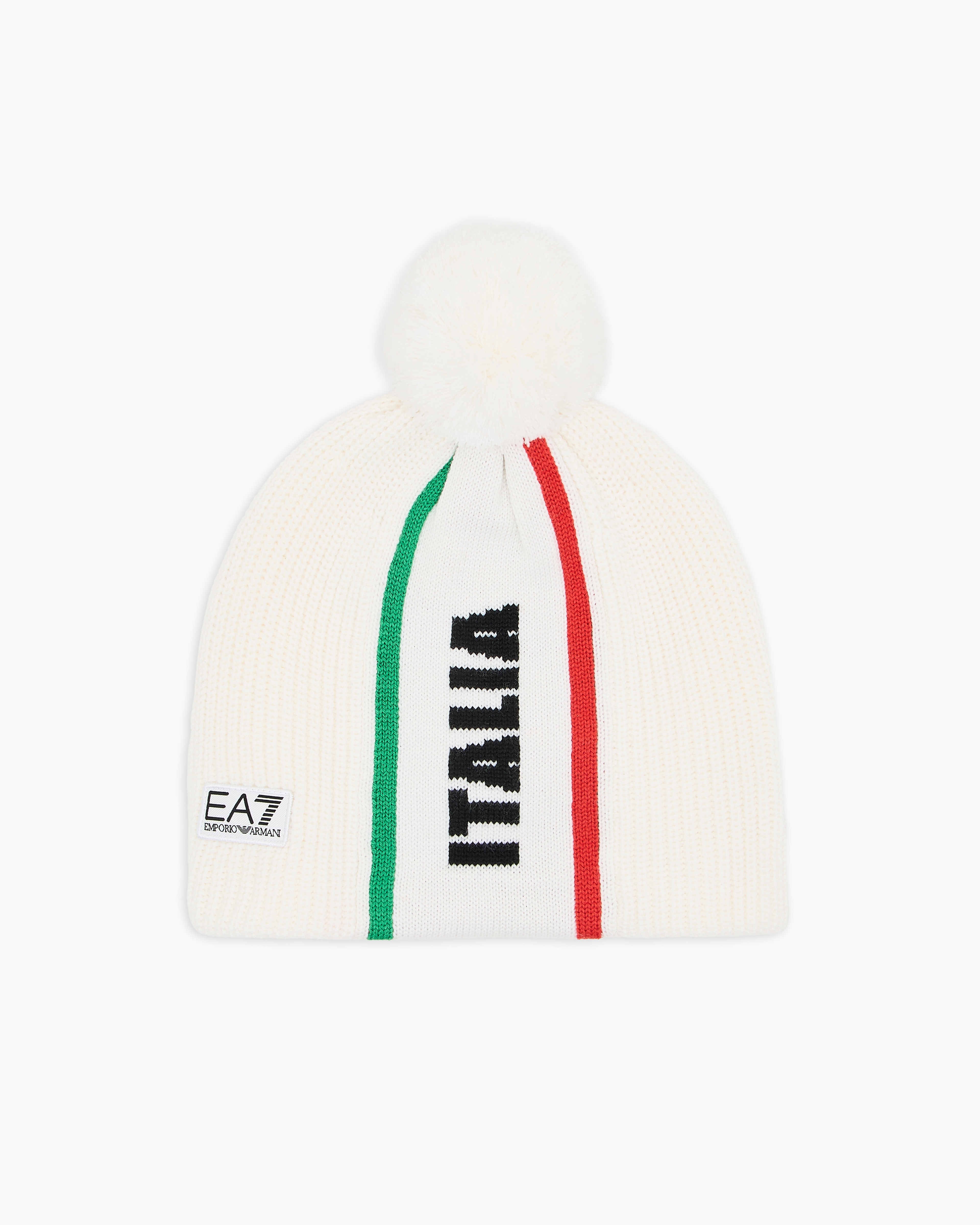 wool-blend beanie with pom-pom | EA7