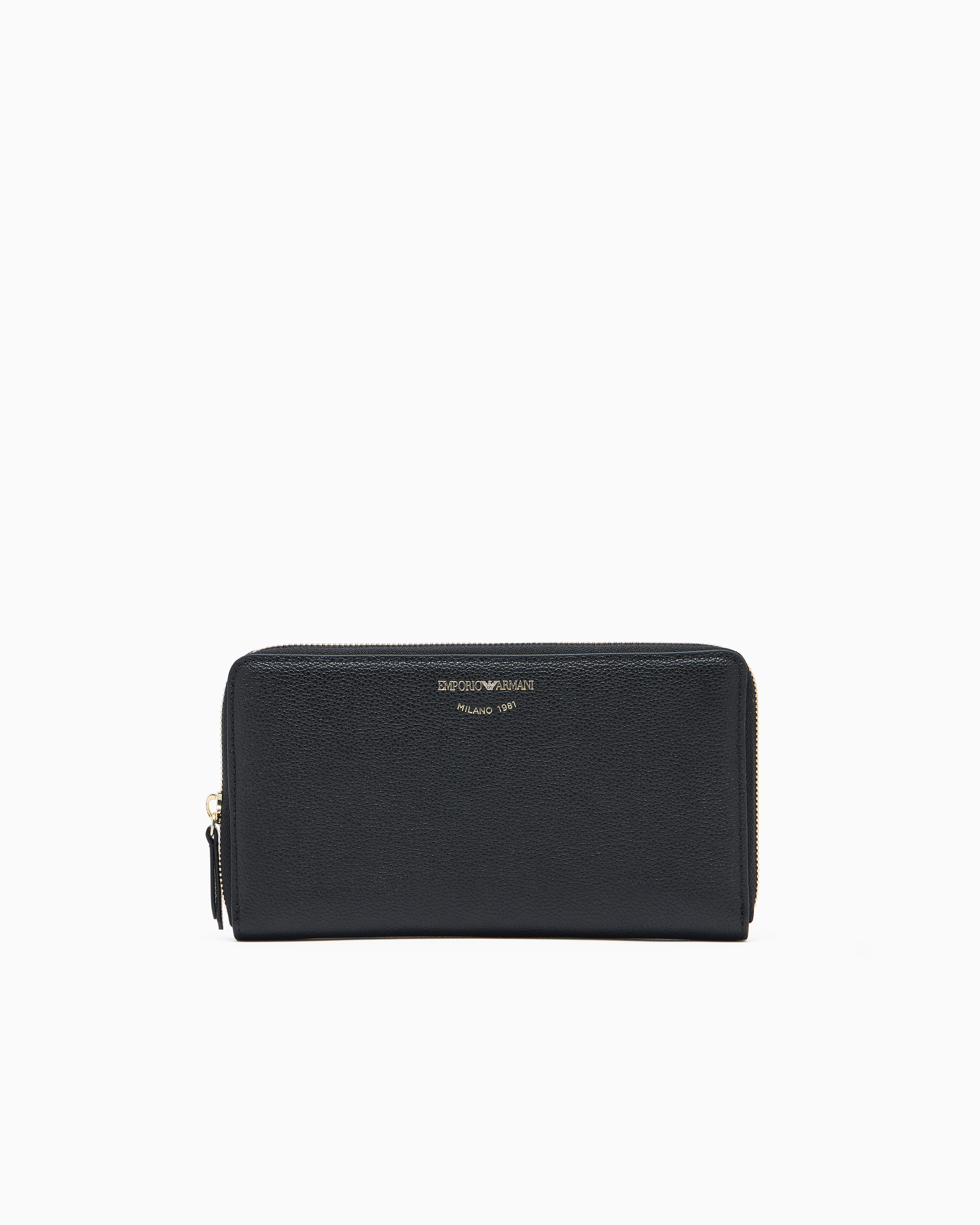 シボ加工 ジップアラウンド レザー財布 | Emporio Armani
