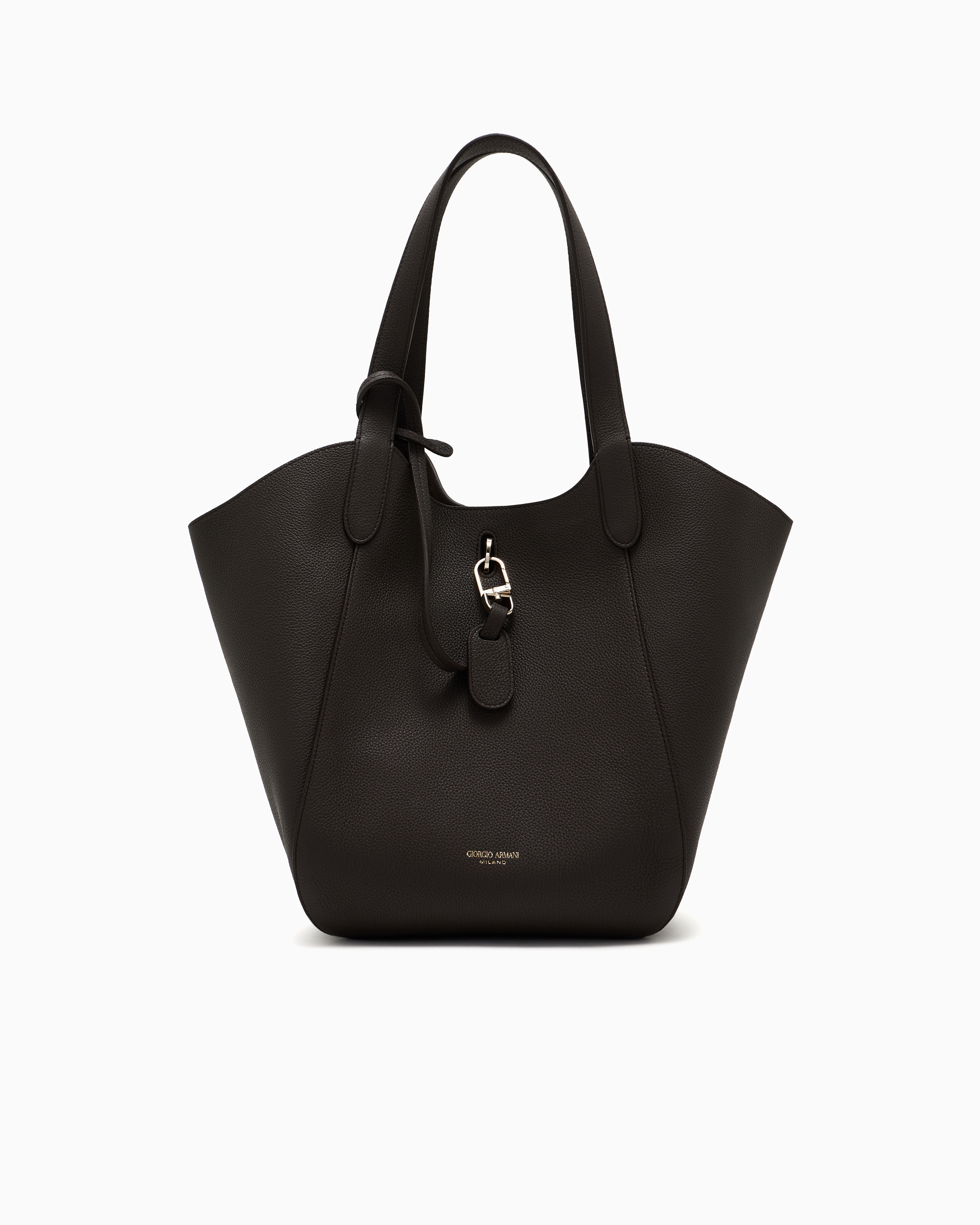 【美品】GIORGIO ARMANI プリーツ ハンドバッグ ブラック 肩掛け ハンドバッグ ペブルドレザー ミディアム | Giorgio Armani JP