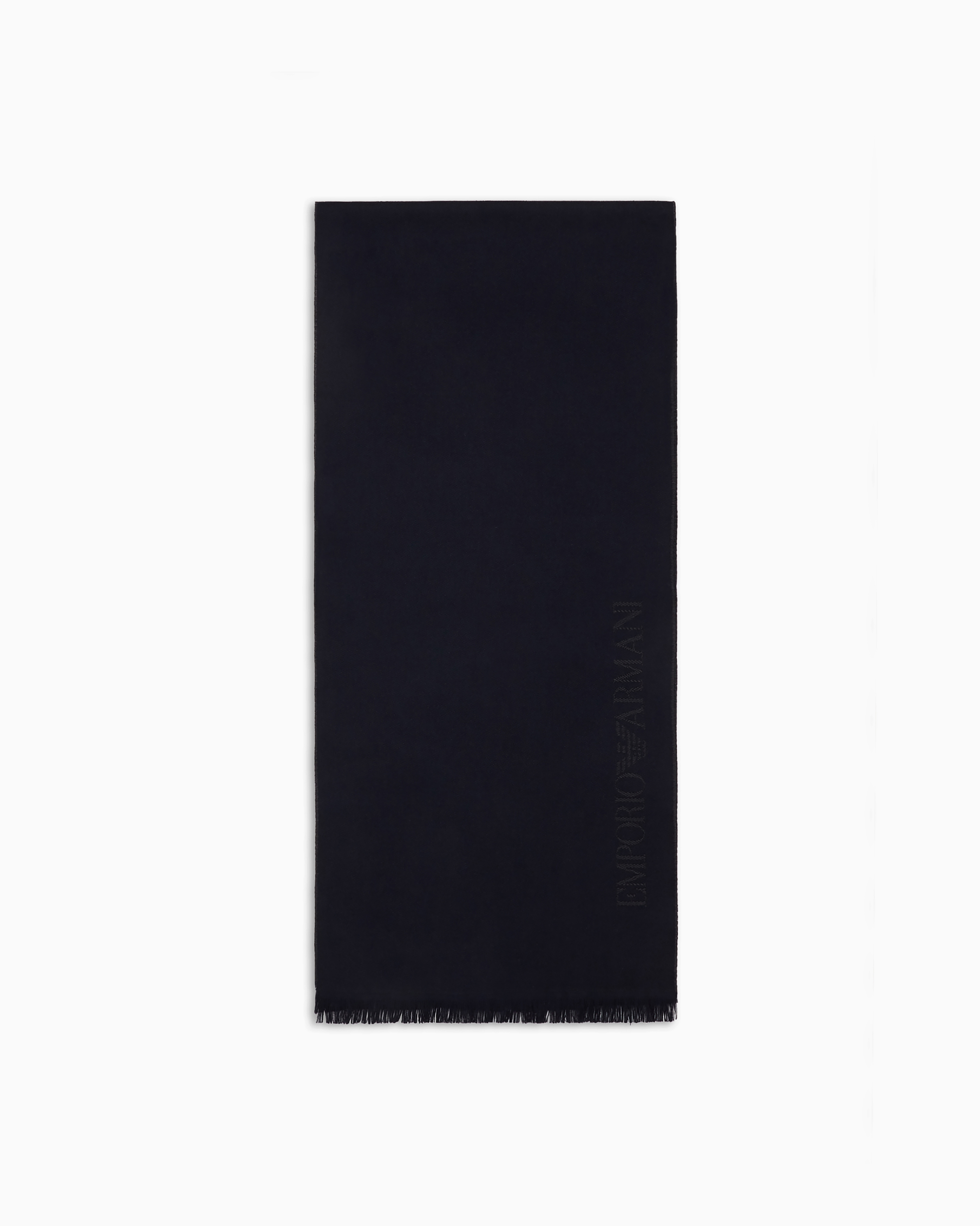 上質　EMPORIO ARMANI スカーフ ウール混紡 ジャカードロゴ　グレー undefined