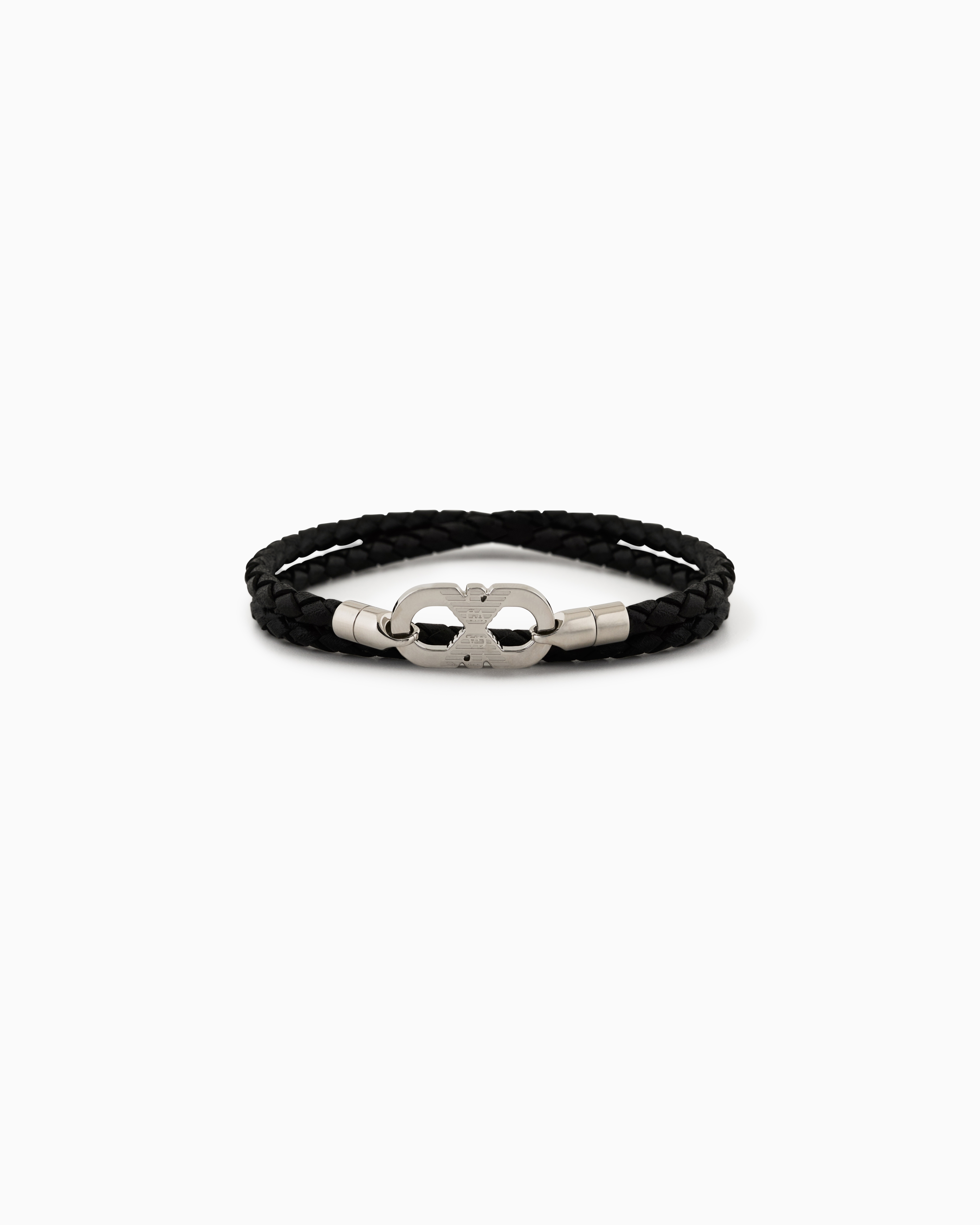 Silver-Tone Leather ID Bracelet | Emporio Armani US