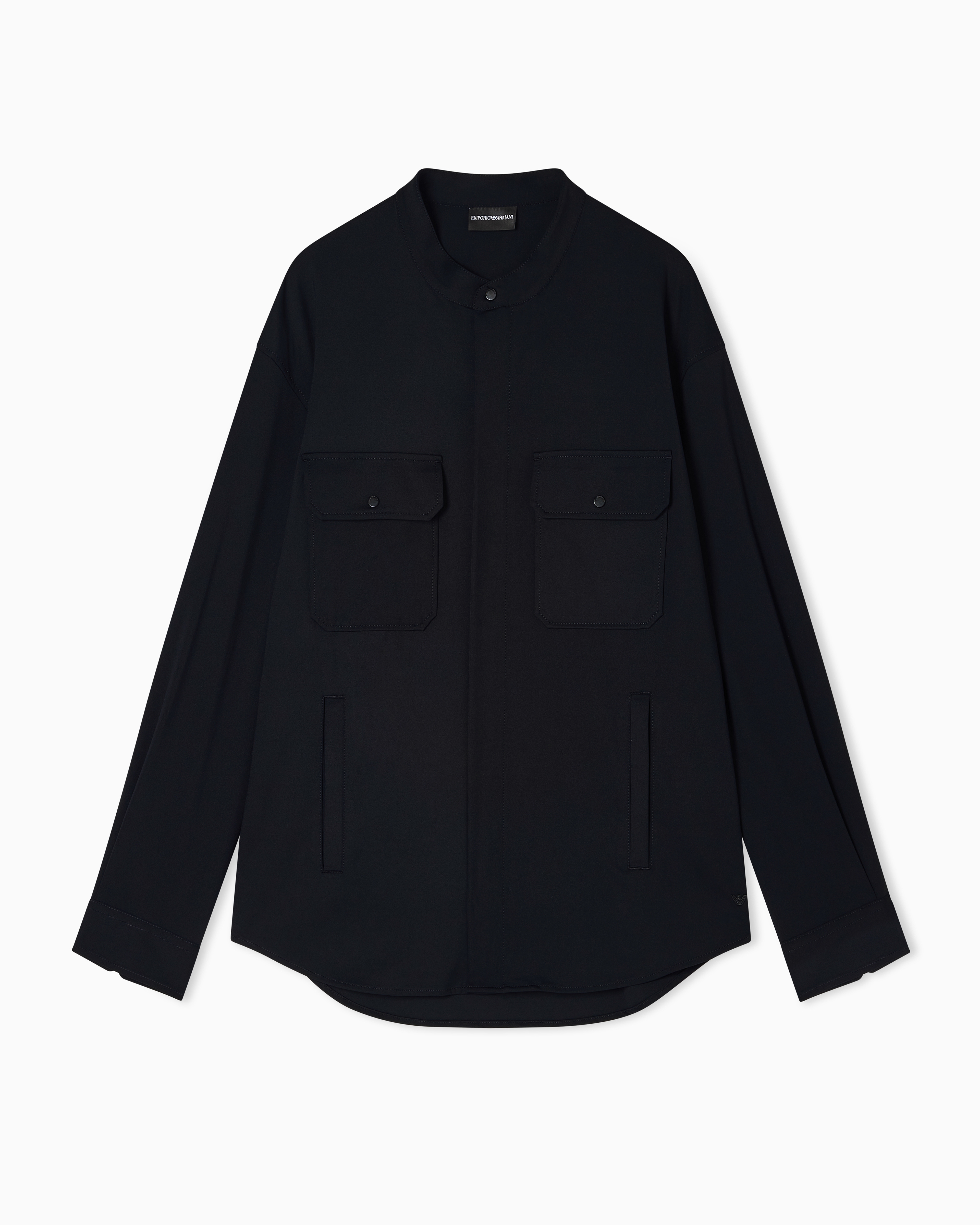 グルカラーシャツ ストレッチナイロン コンシールファスナー | Emporio