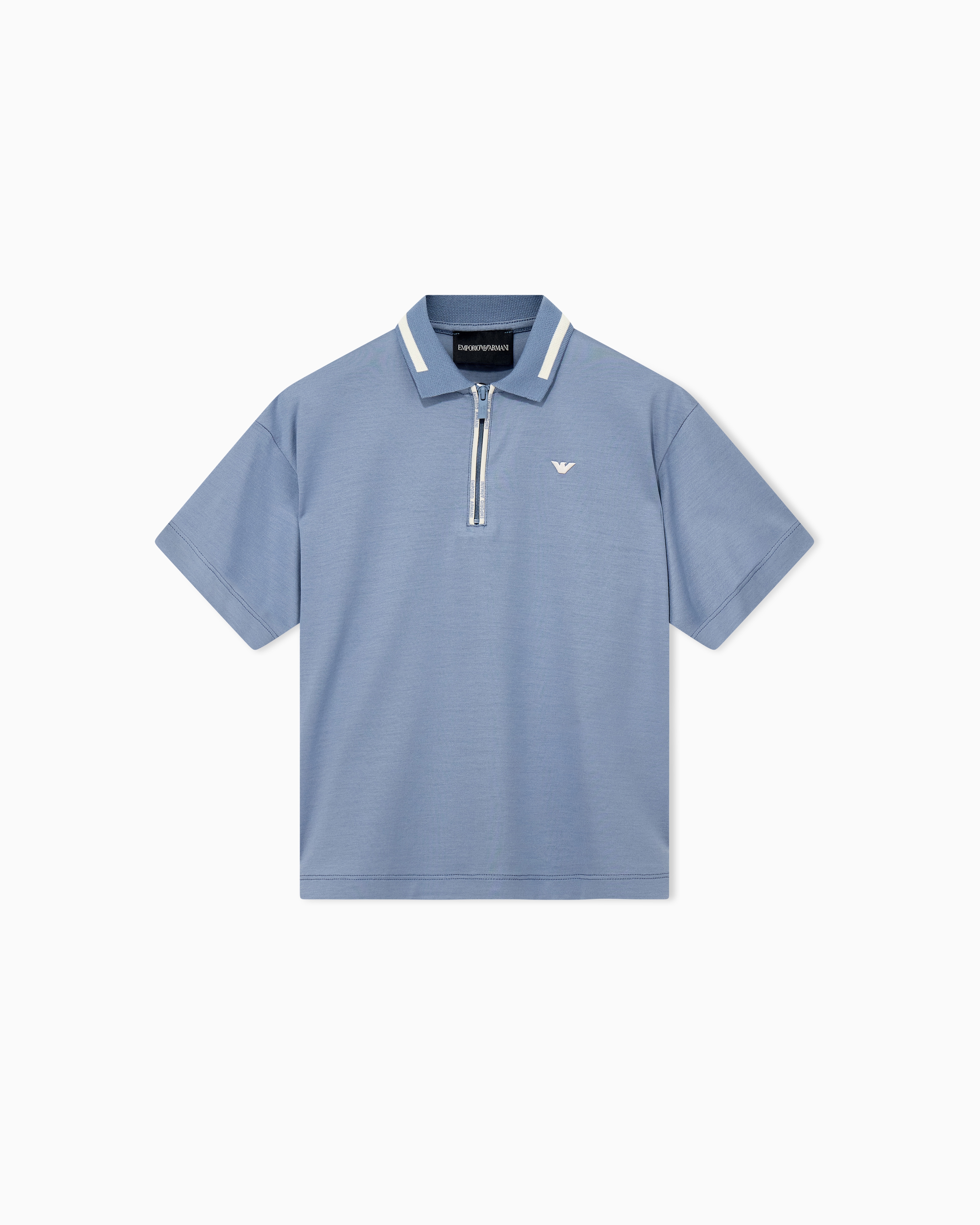Polo shirt in jersey with a zip closure and striped collar