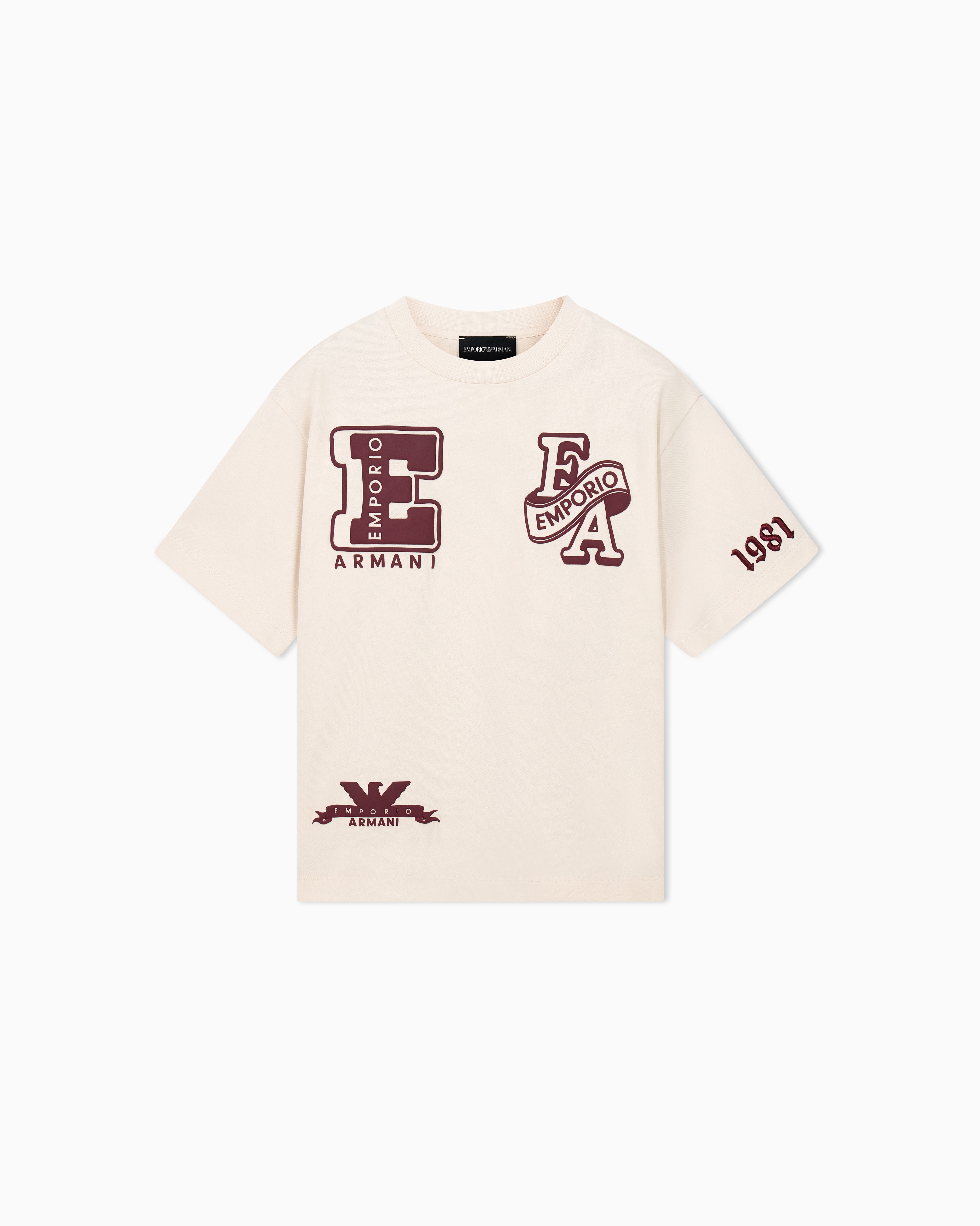 Heavy single jersey cotton T-shirt with graphic print | Emporio