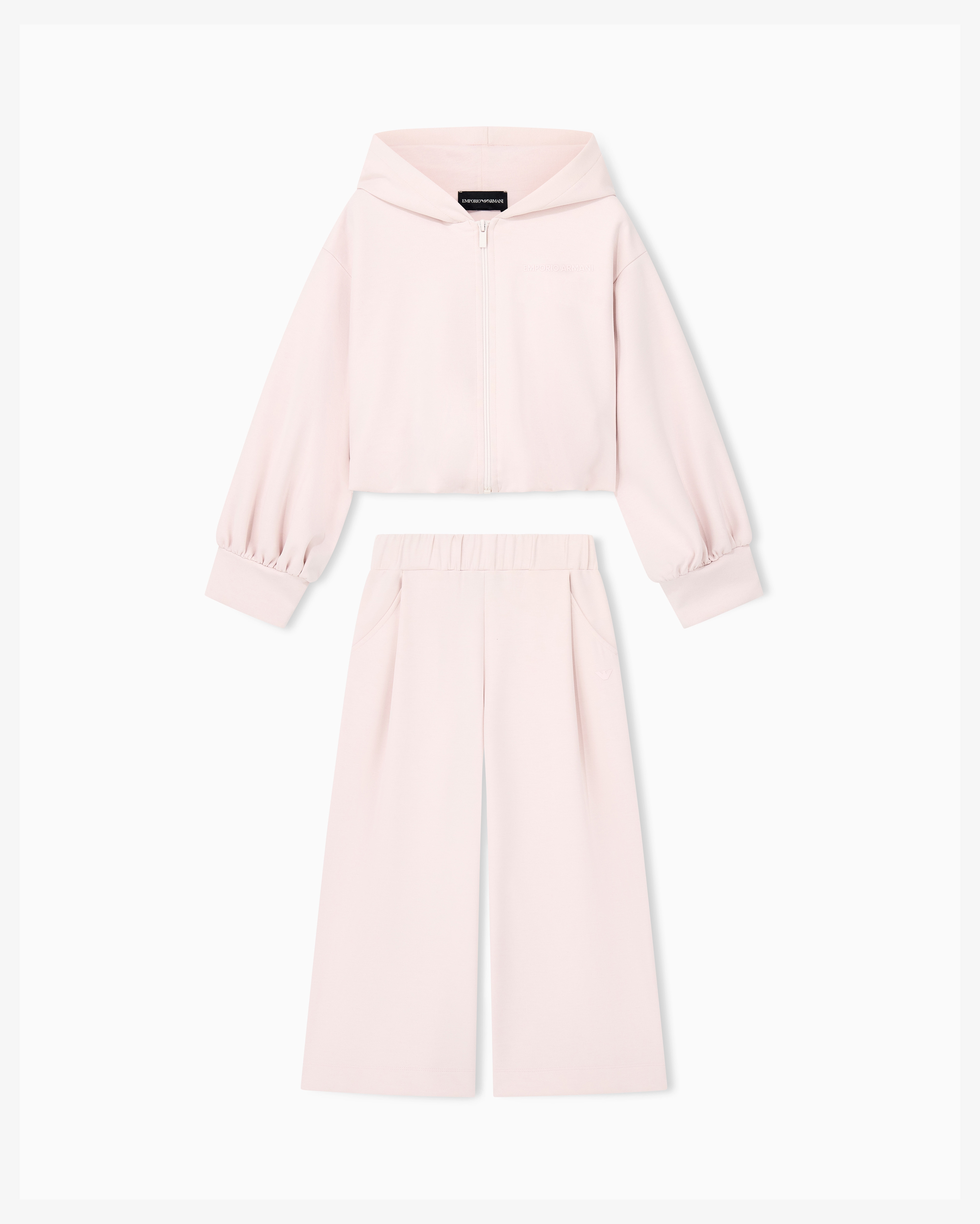 Jersey tracksuit with a full zip hoodie and wide-leg pants