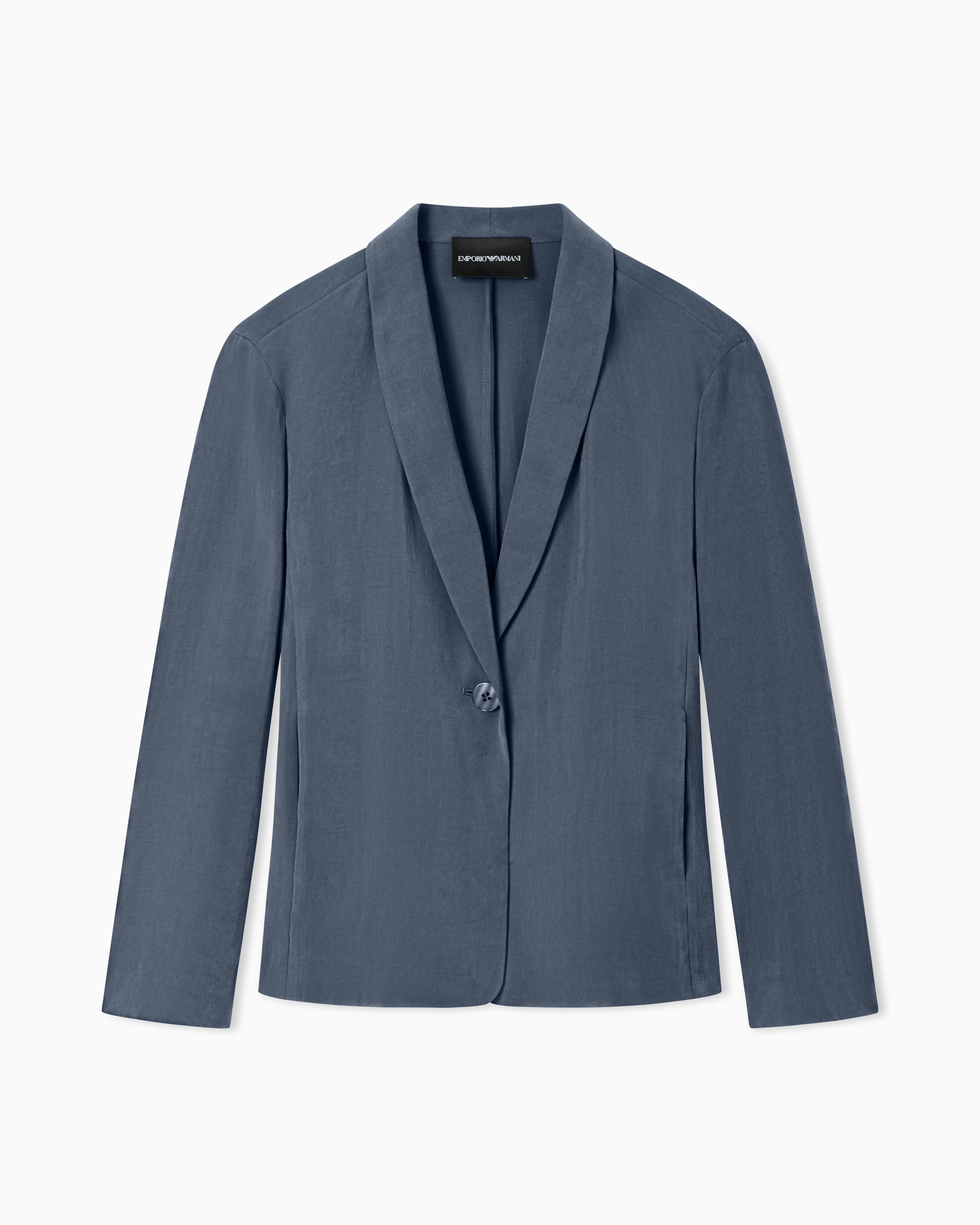 Washed twill single-breasted jacket with shawl collar | Emporio
