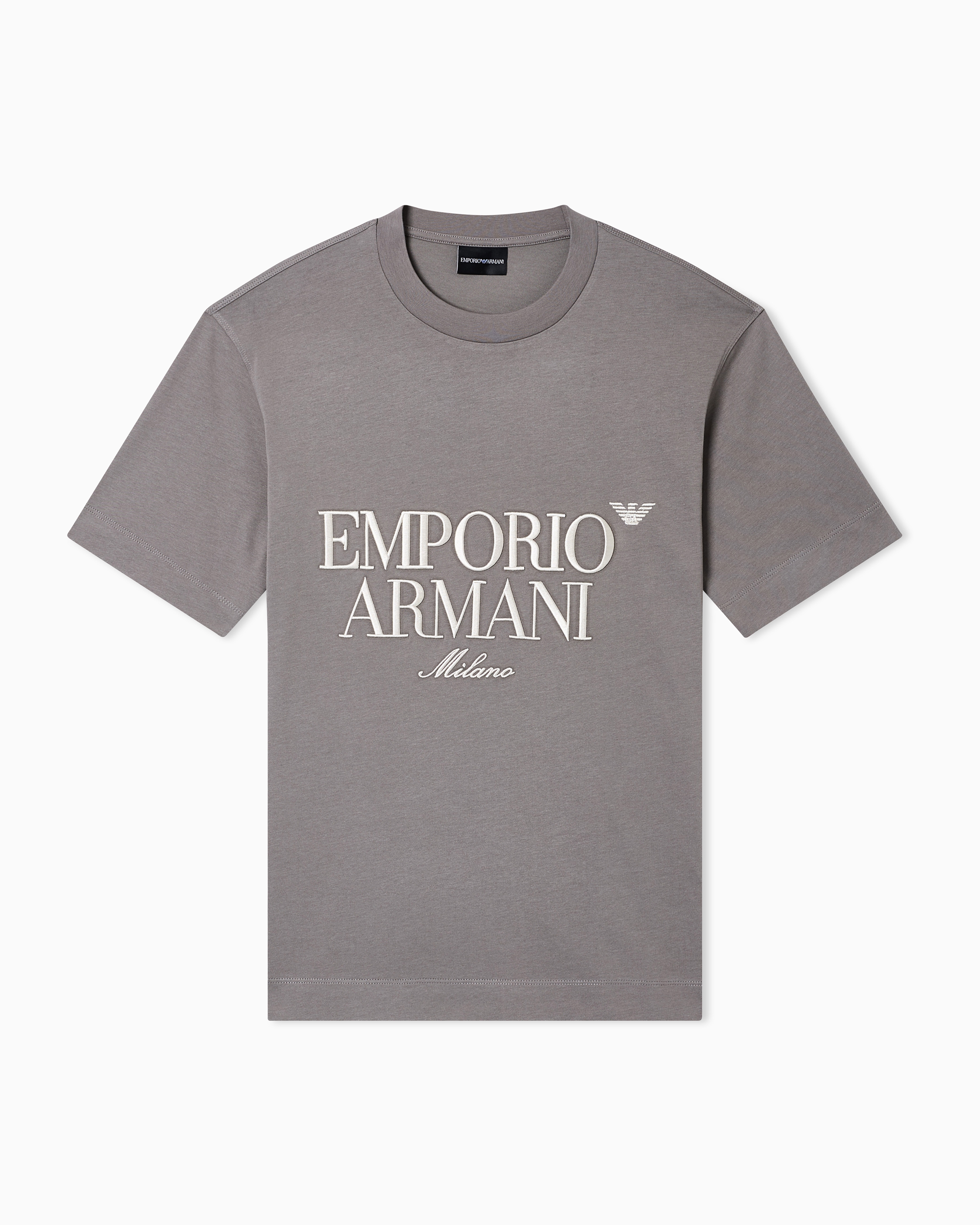 Heavy jersey T-shirt with embossed logo embroidery | Emporio Armani US