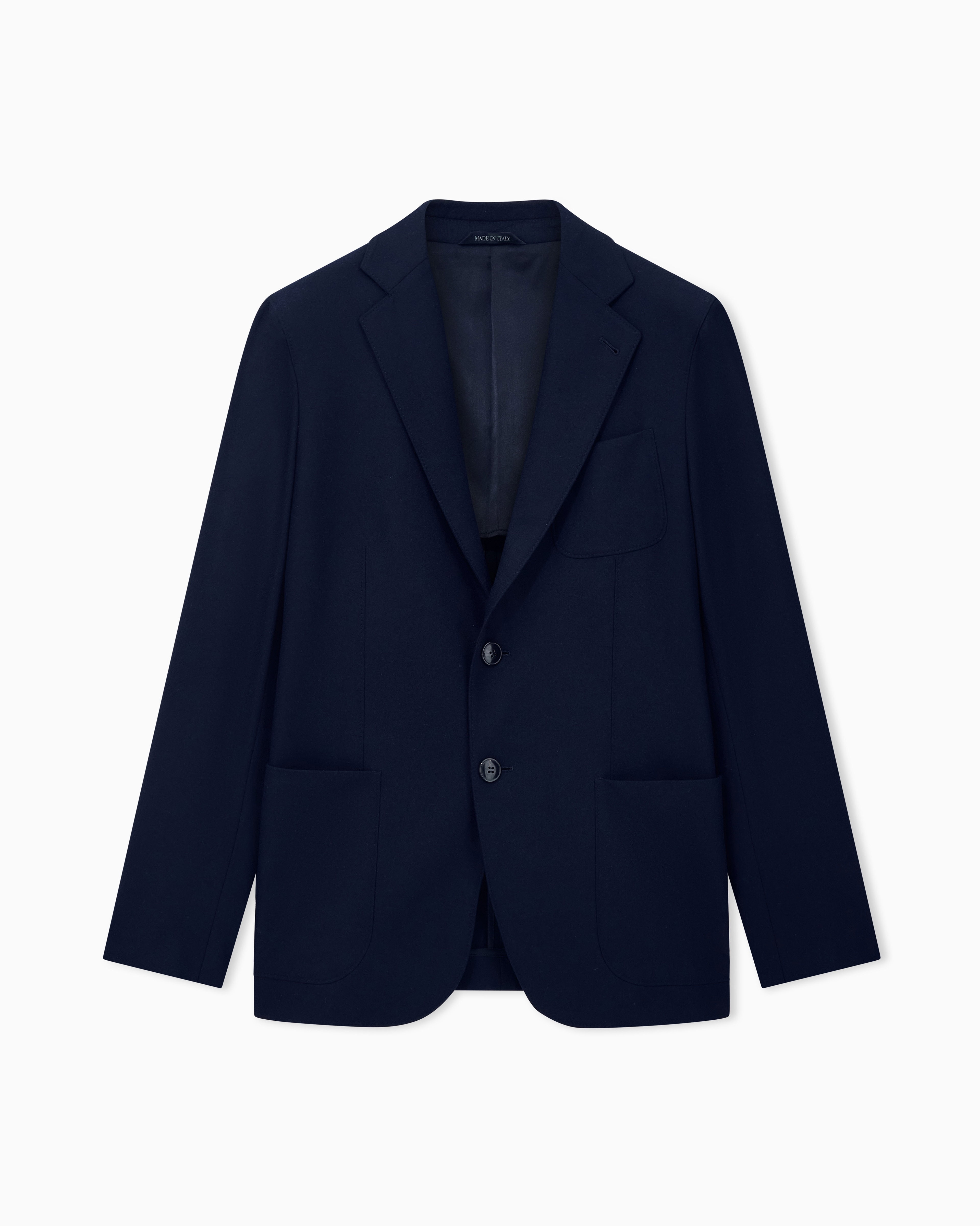 Unlined single-breasted stretch cashmere jacket with two buttons