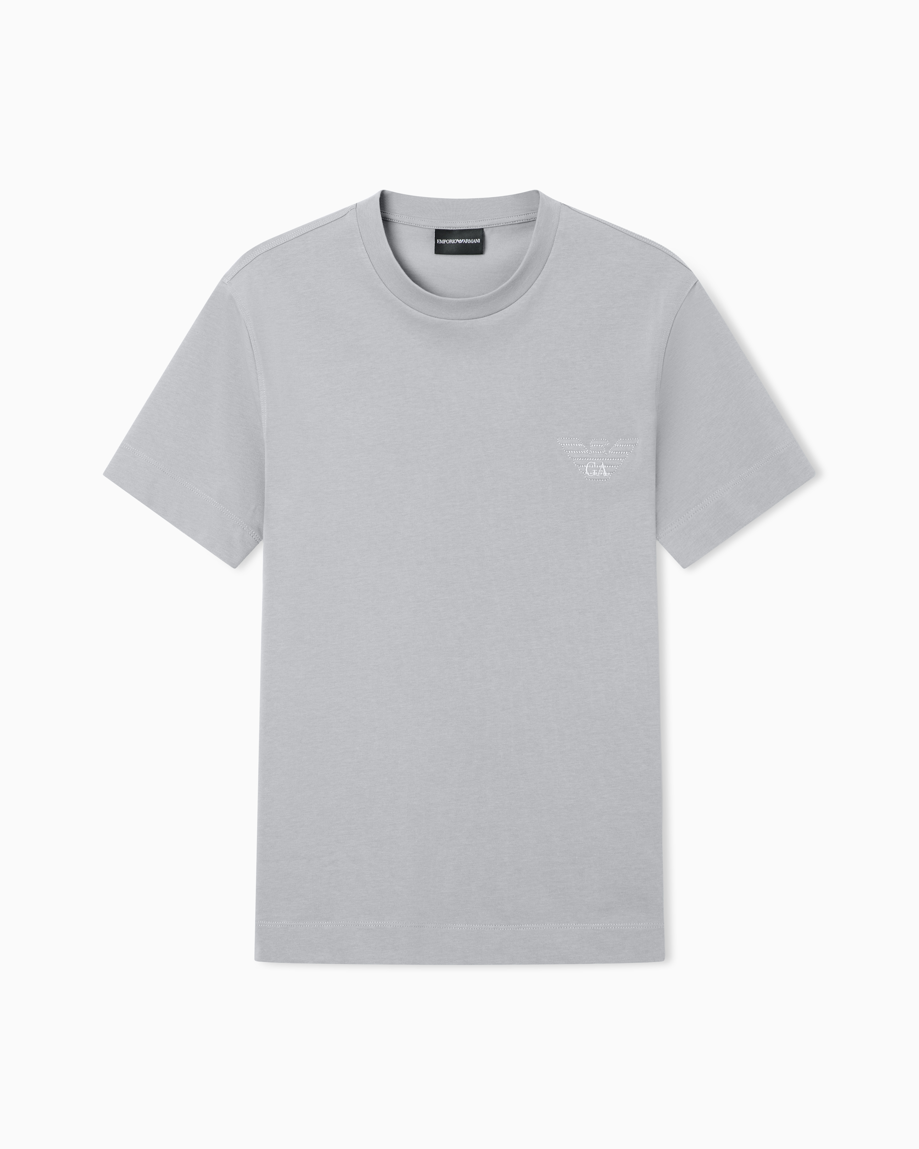 Slim fit T-shirt in heavy jersey with domed eagle | Emporio Armani