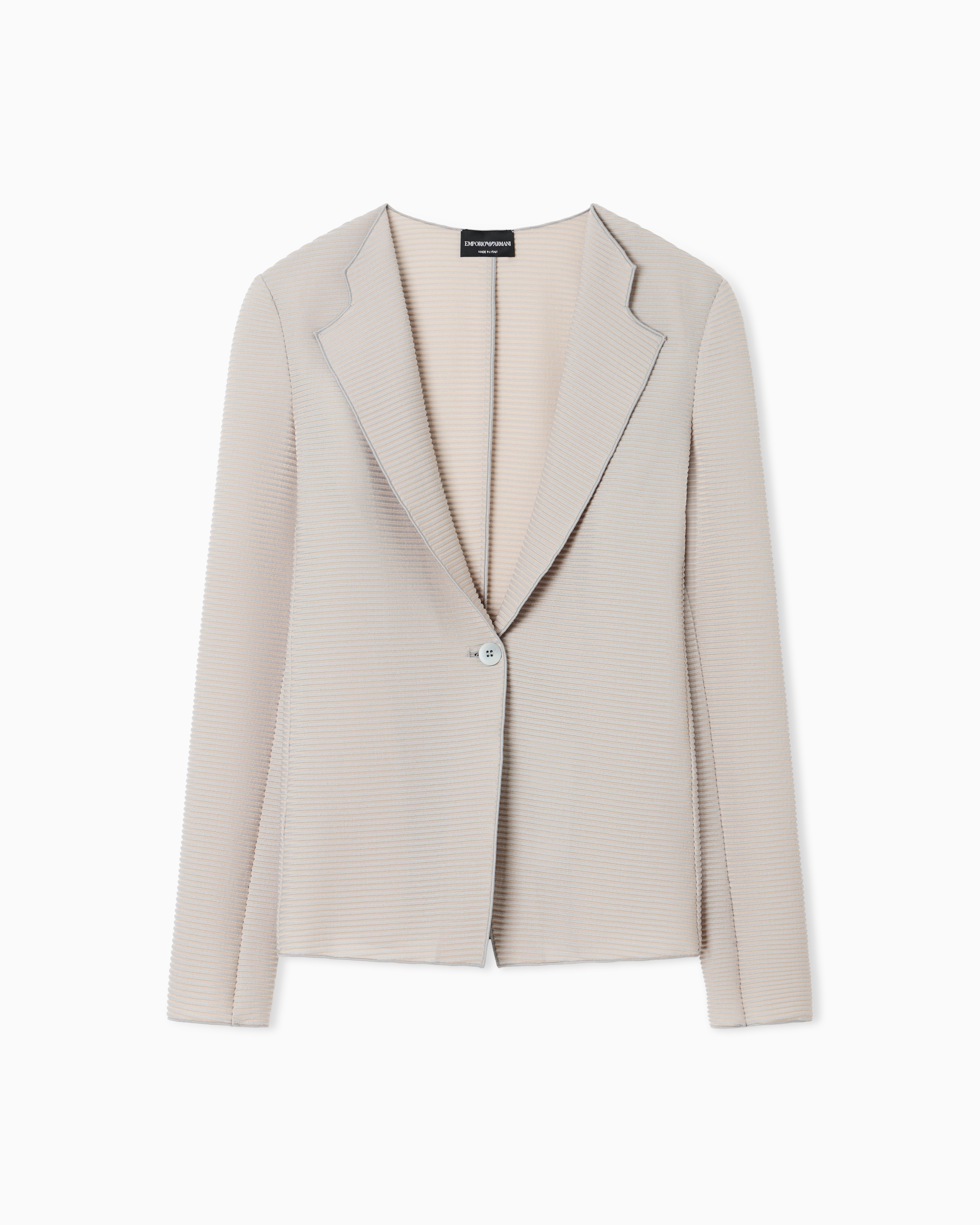 Jacket with lapels in canneté fabric | Emporio Armani