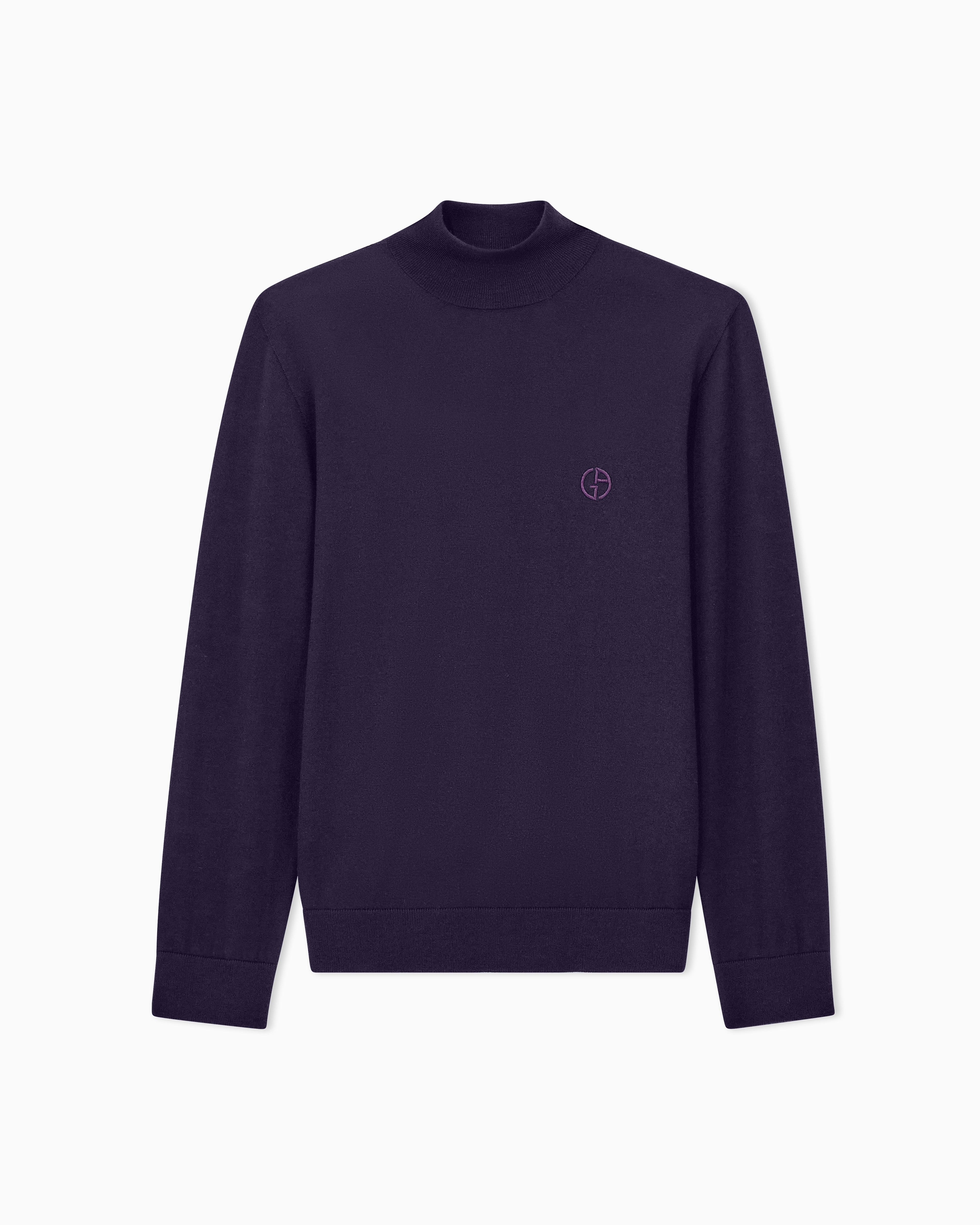 Slim-fit sweater in plain knit virgin wool | Giorgio Armani US