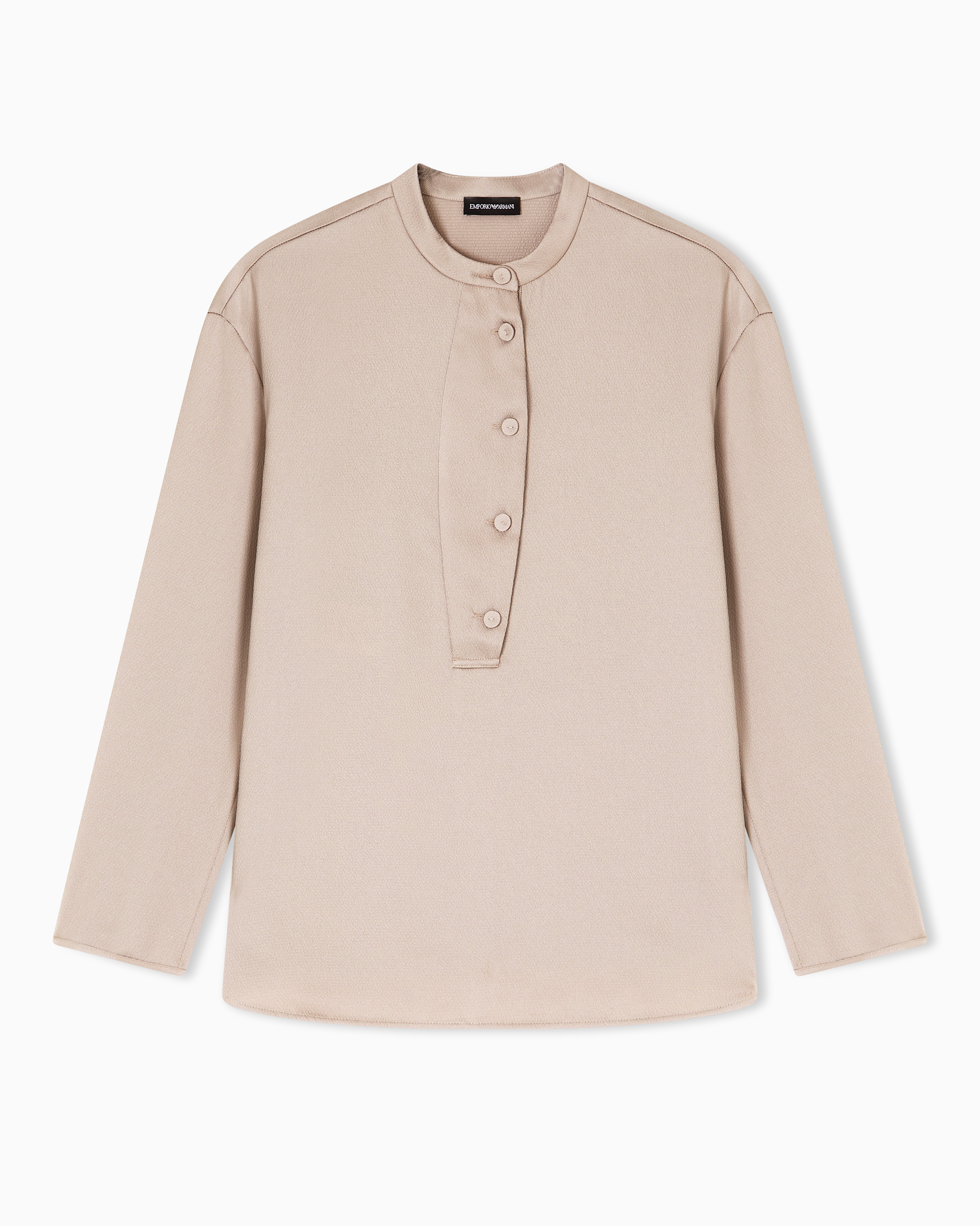 Shirt with partial buttoning in twill crêpe | Emporio Armani US