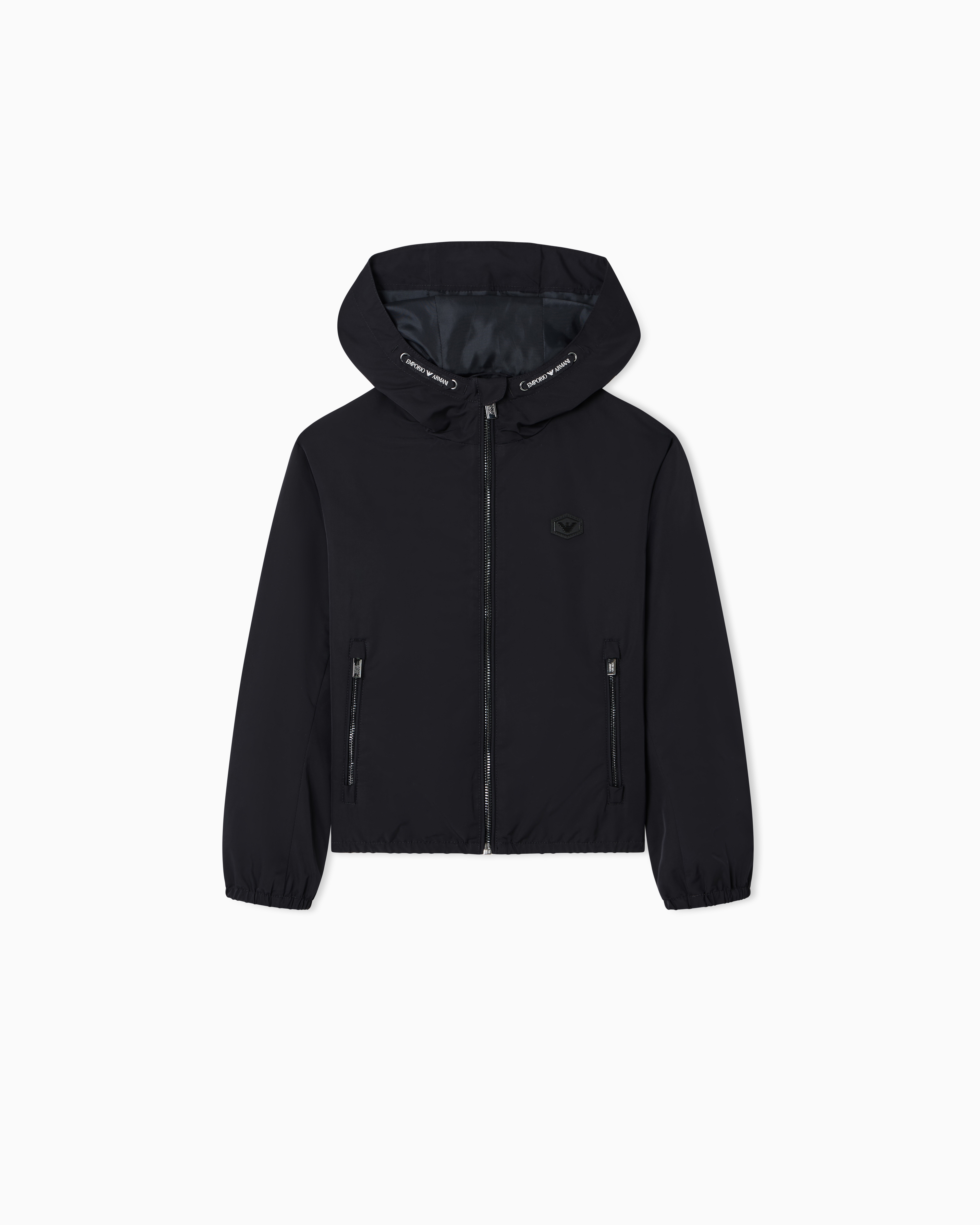EMPORIO ARMANI フード付きジャケット フード付きジャケット 撥水加工ナイロン ロゴパッチ | Emporio Armani