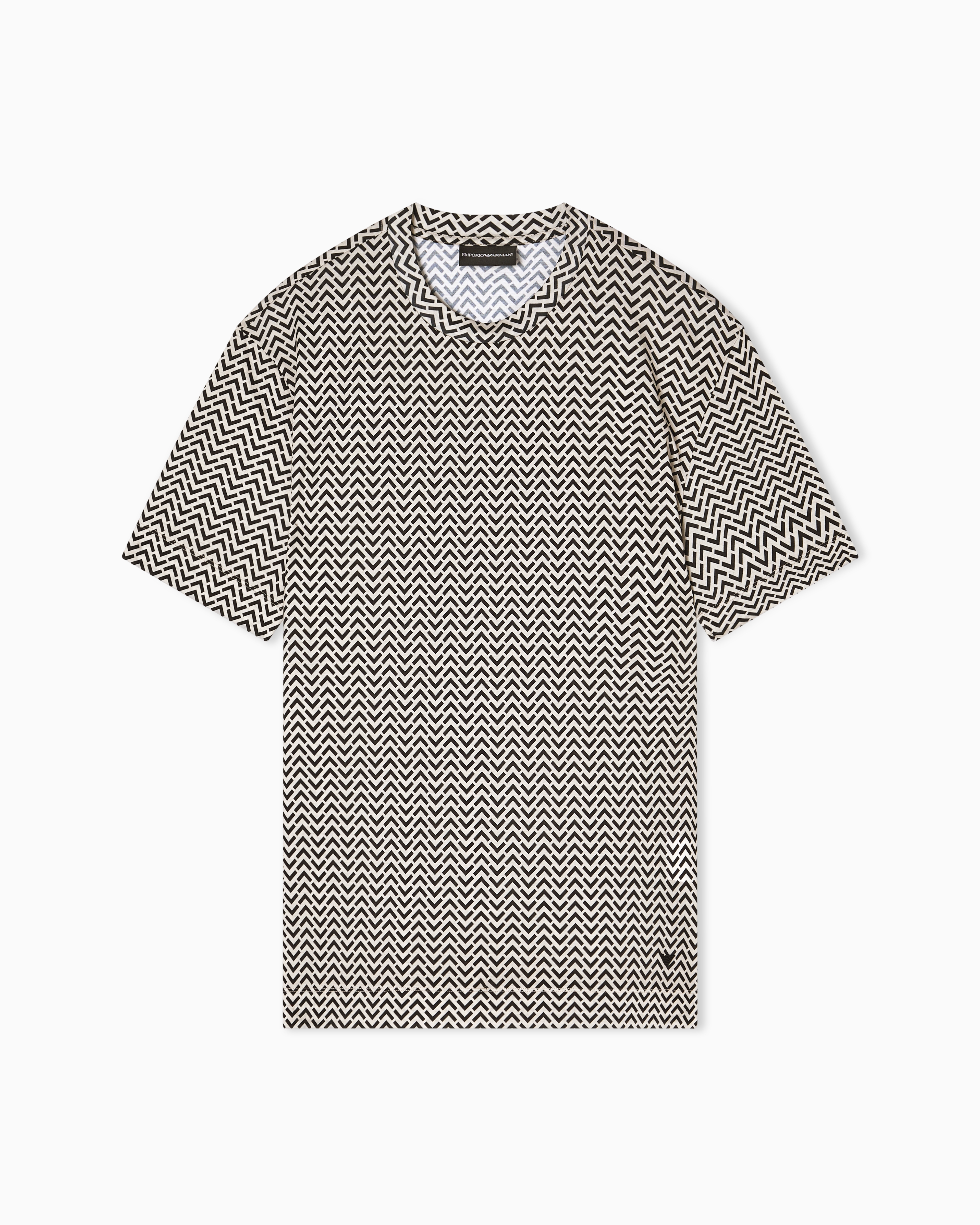 Lyocell-blend jersey T-shirt with micro op-art pattern print