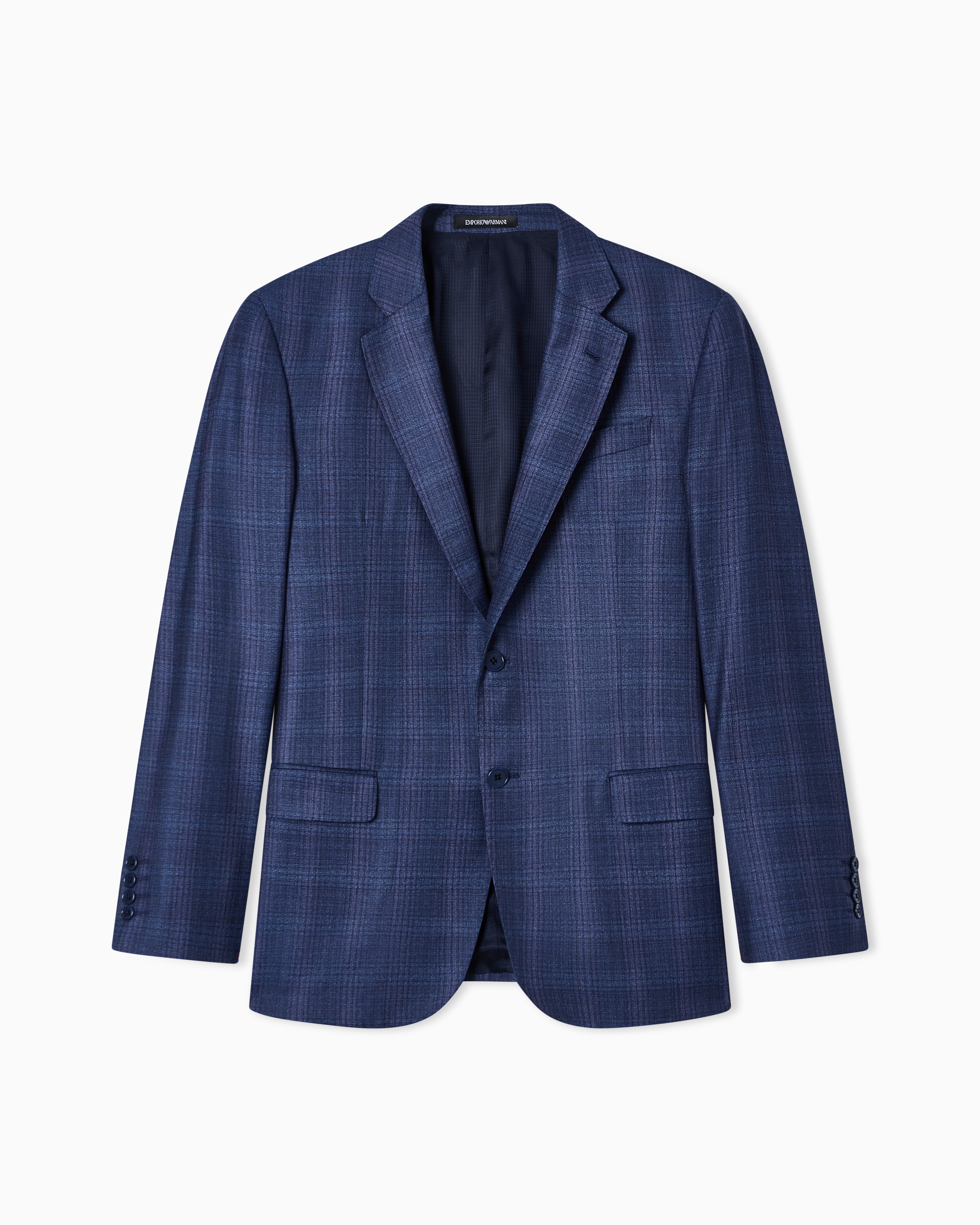 Single-breasted jacket in virgin wool pattern check | Emporio