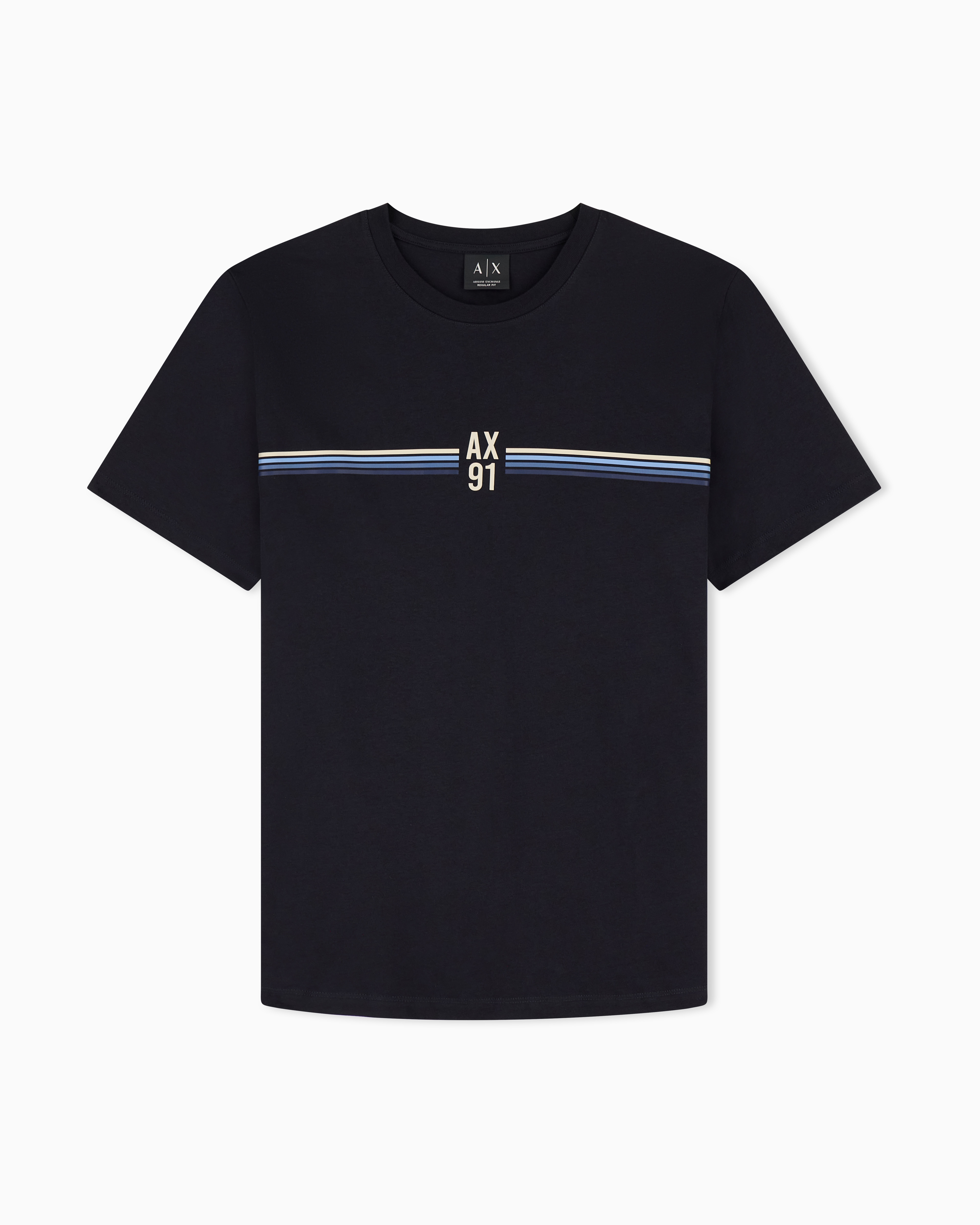 ジョルジオ アルマーニ GIORGIO ARMANI Tシャツ 91ロゴ グラデーションラインディテール レギュラーフィット 半袖