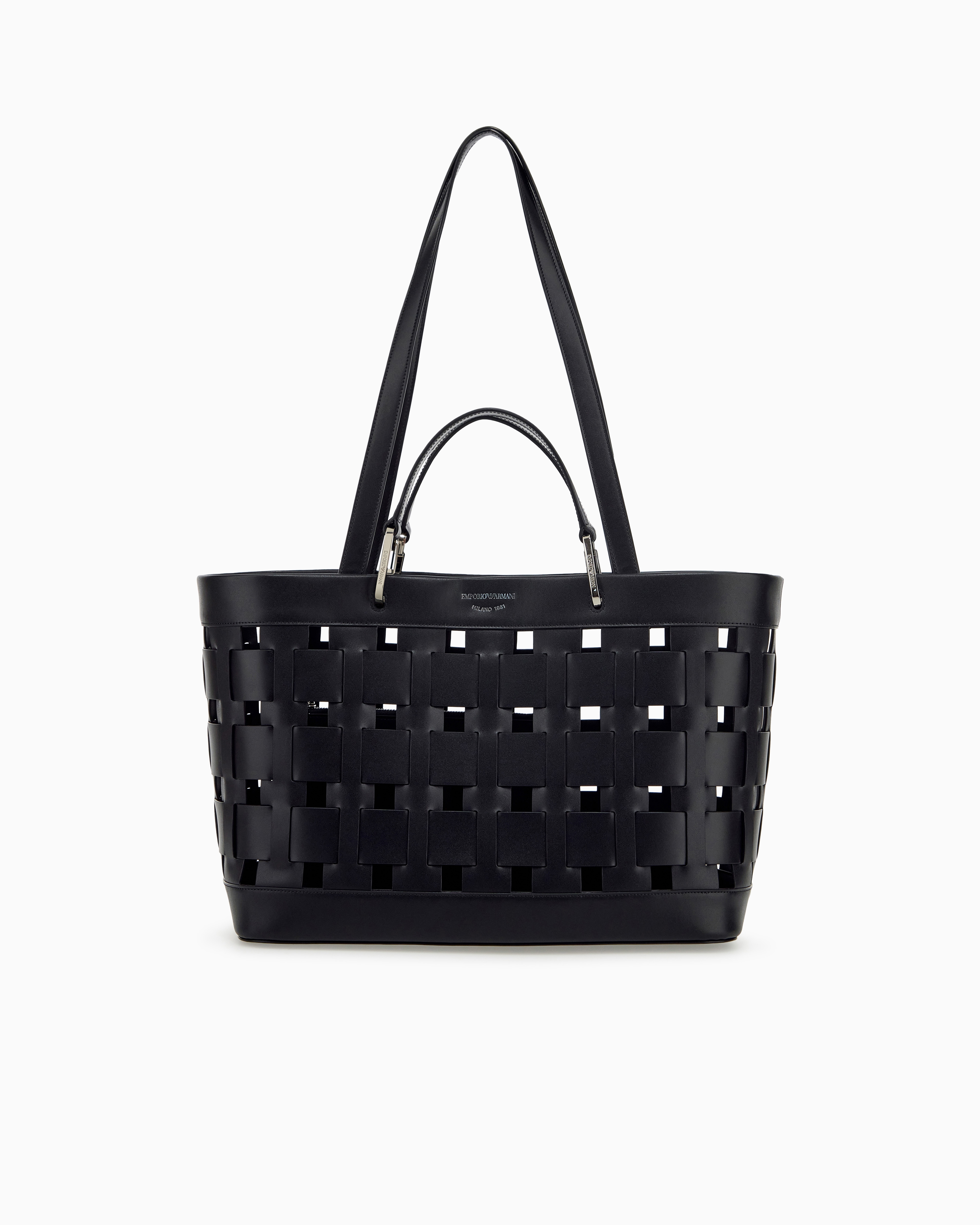 EMPORIO ARMANI バッグ ポーチ付き ワイド編み ダブルハンドル ショッピングバッグ | Emporio