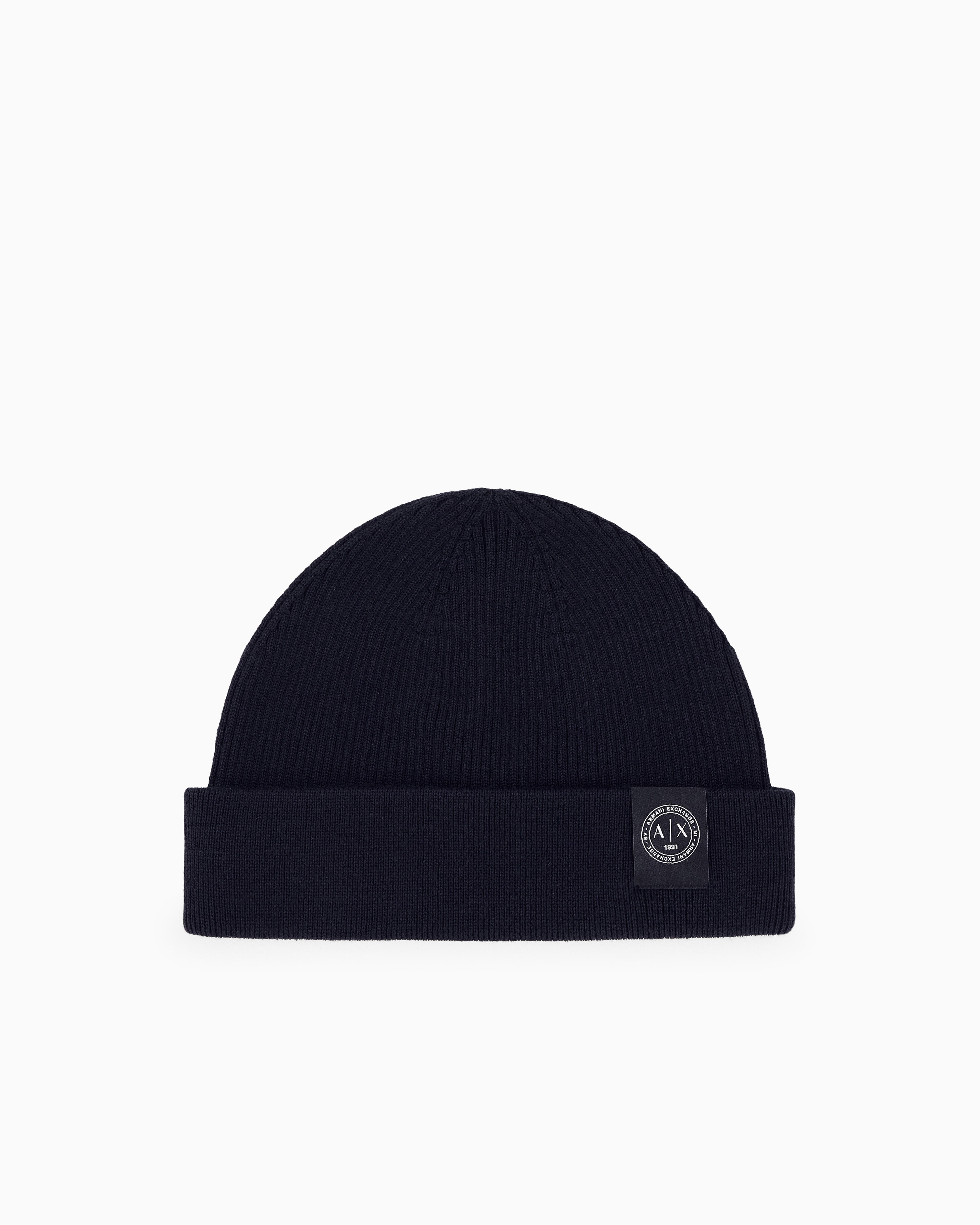 Knit beanie hat in virgin wool-cotton mix | Armani Exchange US