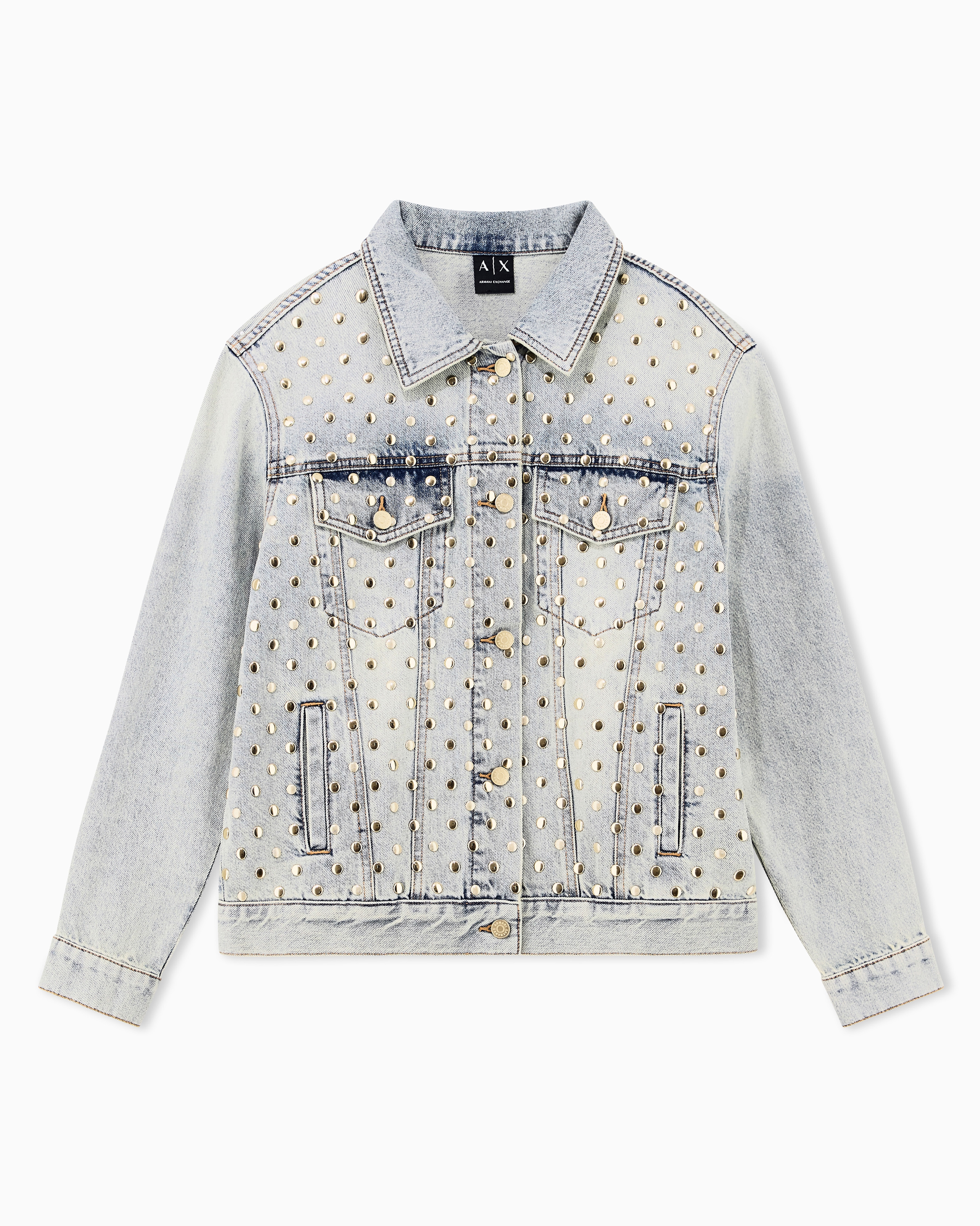 Blouson jacket rigid denim regular fit with embellishment | Armani