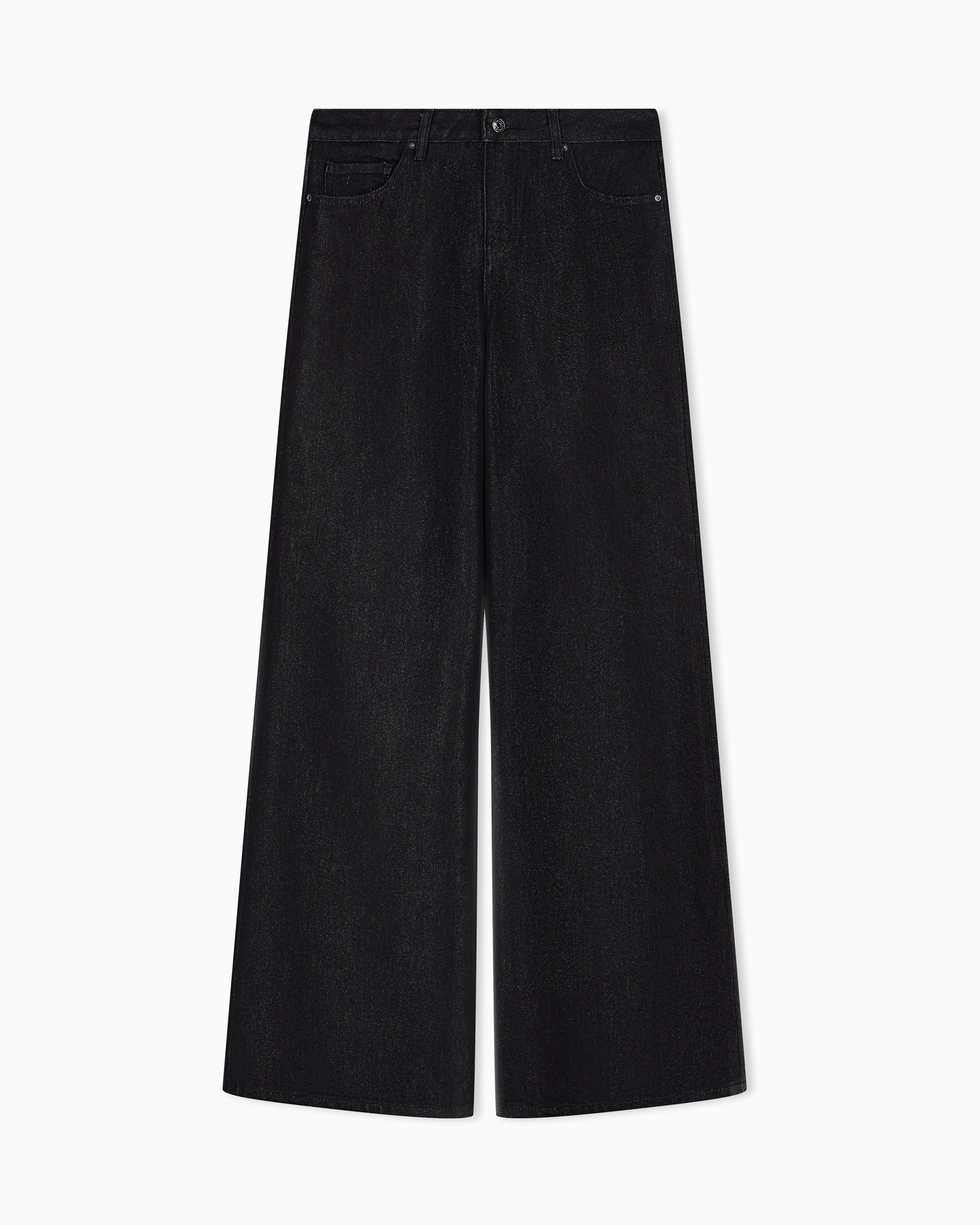 oversized fit 5 pockets denim pant with metallic yarn | Armani