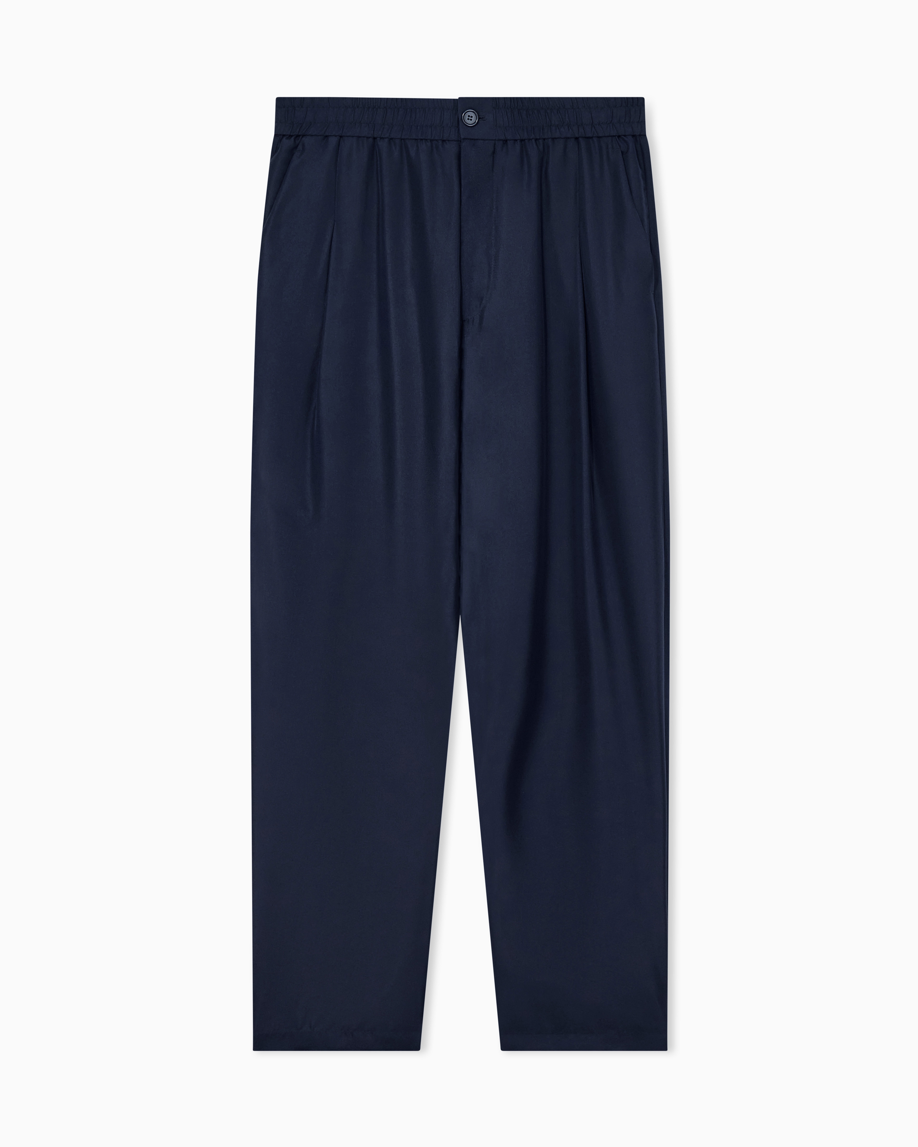 【値下げ】【新品】GIORGIOARMANI NAVYトラウザーズ 無地 シルクハボタイ トラウザー | Giorgio Armani