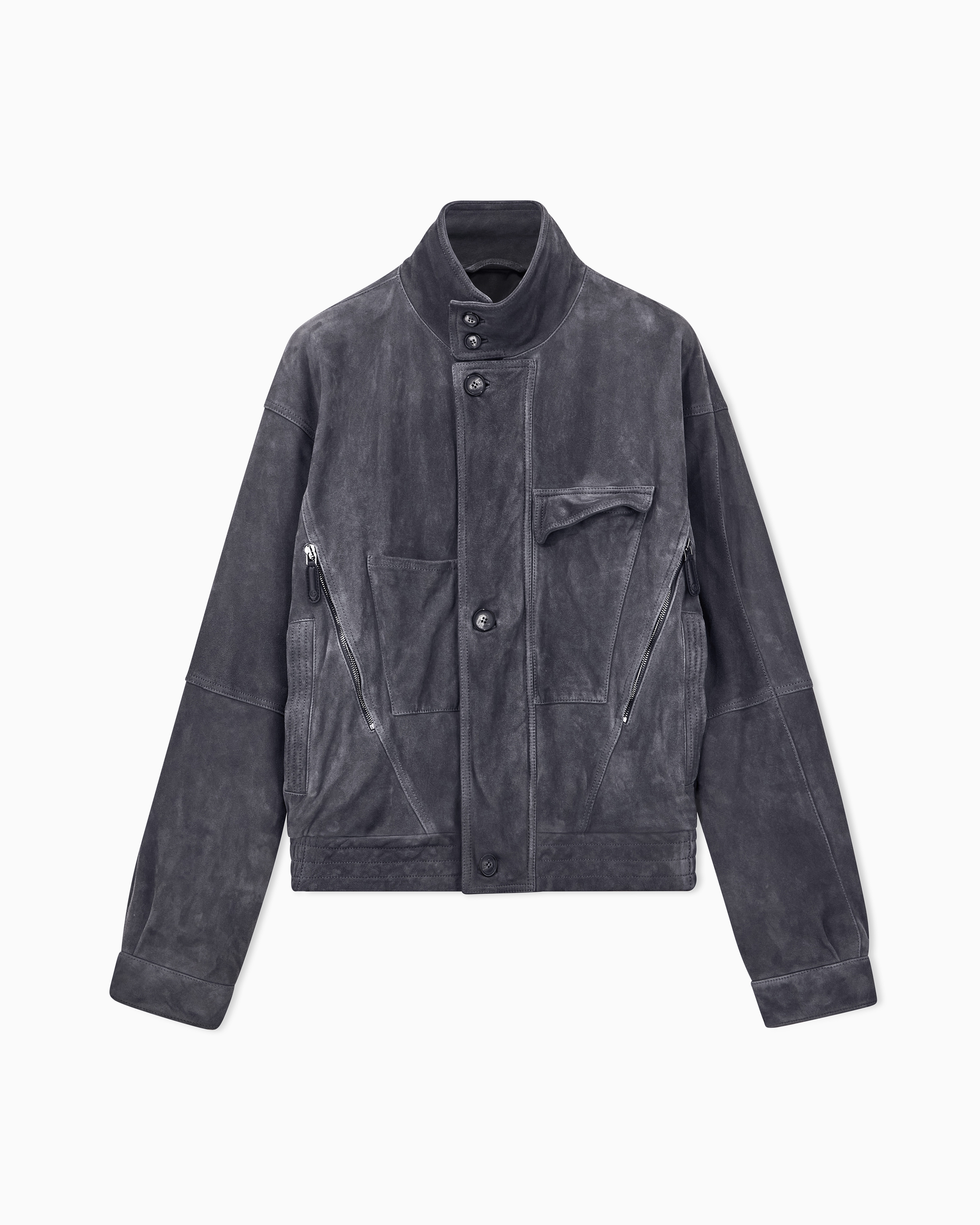Oversized fit blouson jacket in leather with padding | Giorgio